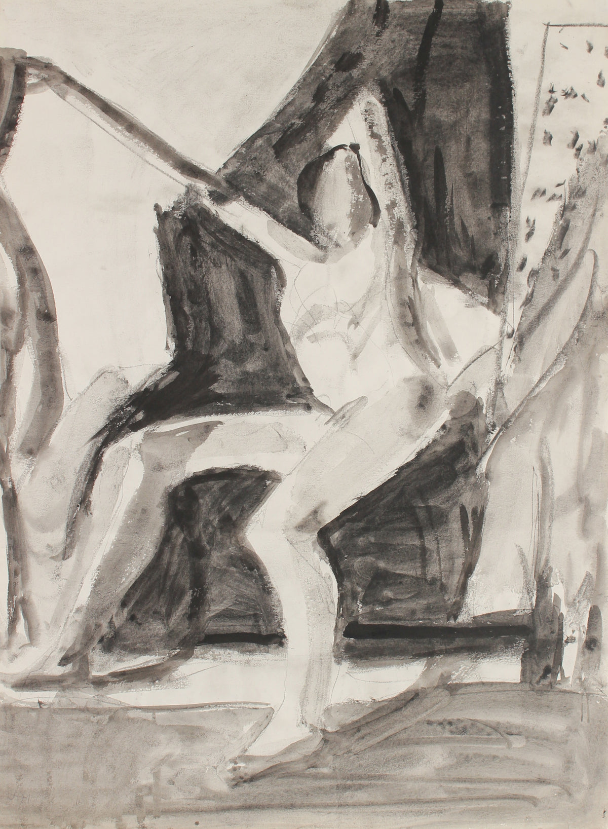 Black and White Female Nude &lt;br&gt;1971 Charcoal and Ink &lt;br&gt;&lt;br&gt;#88919