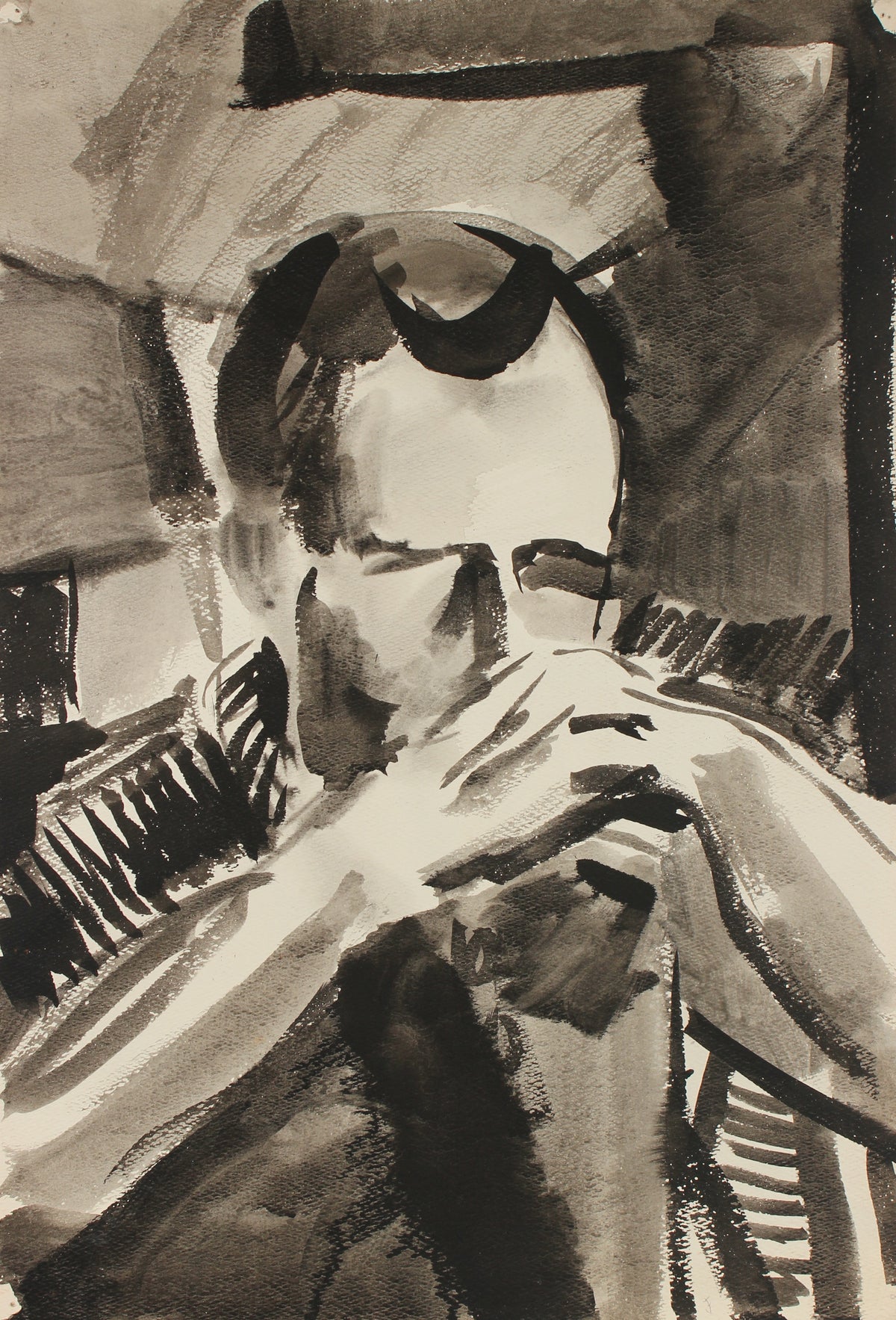 Expressionist Male Portrait &lt;br&gt;1960s Ink &lt;br&gt;&lt;br&gt;#88955