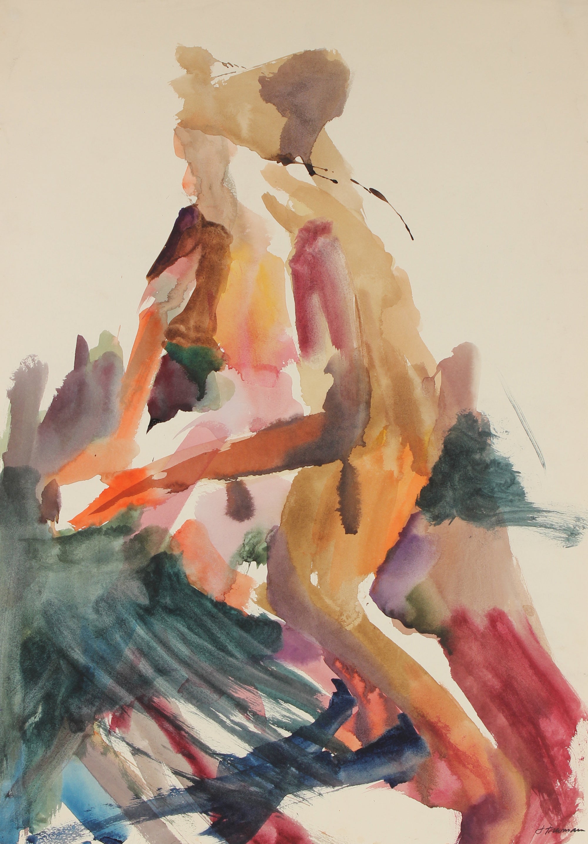 Abstracted Nude Seated<br>1962 Watercolor on Paper <br><br>#88965