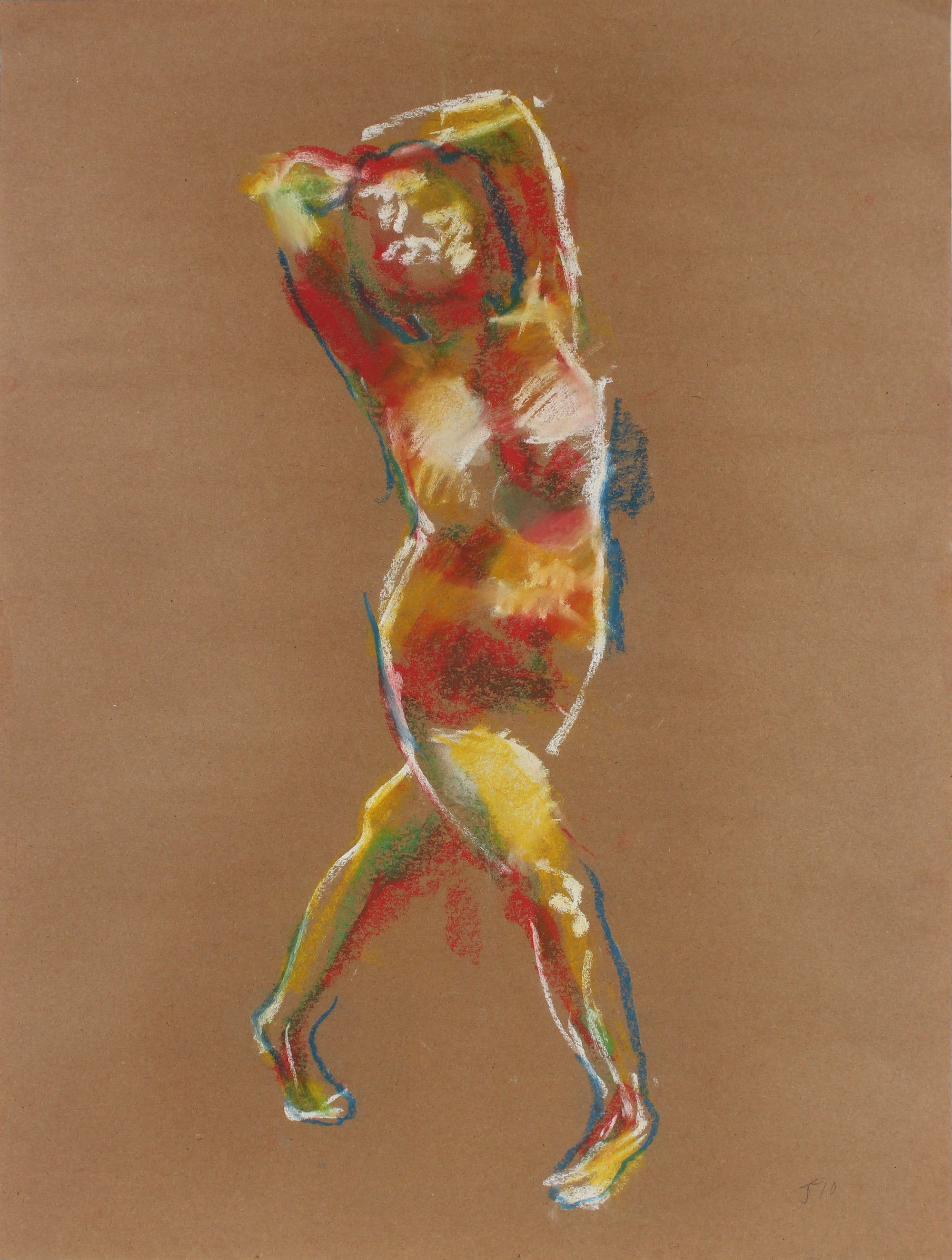 Colorful Abstracted Nude Figure <br>1970's Pastel <br><br>#88973