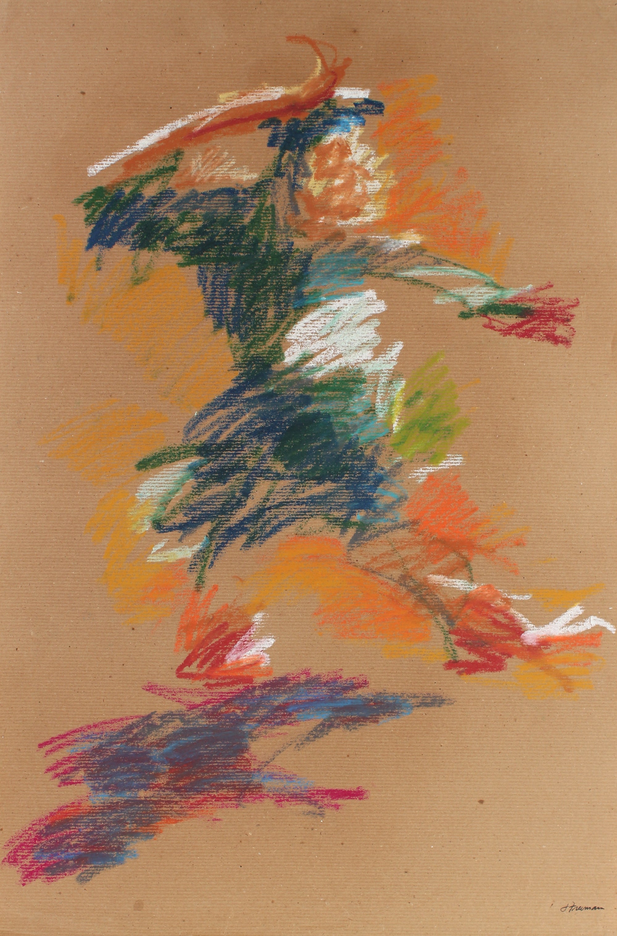 Colorful Abstracted Figure <br>20th Century Pastel <br><br>#88978