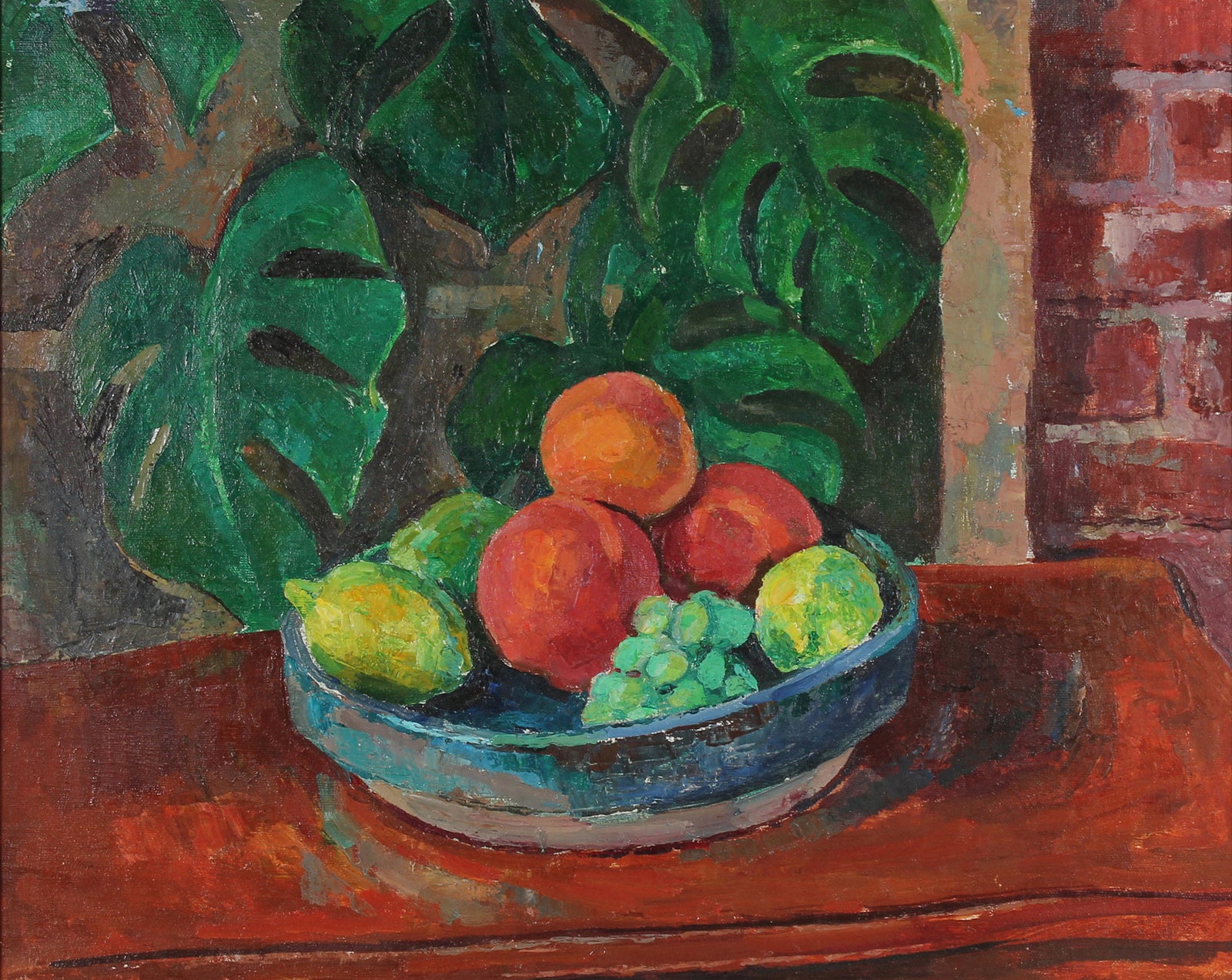 Fruit Bowl Still Life<br>20th Century Oil on Canvas <br><br>#89009