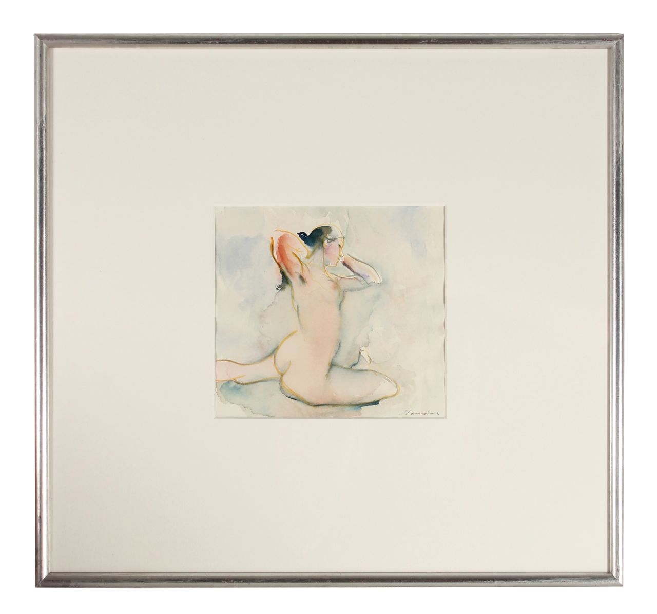 Seated Female Nude <br>20th Century Watercolor on Paper <br><br>#71534