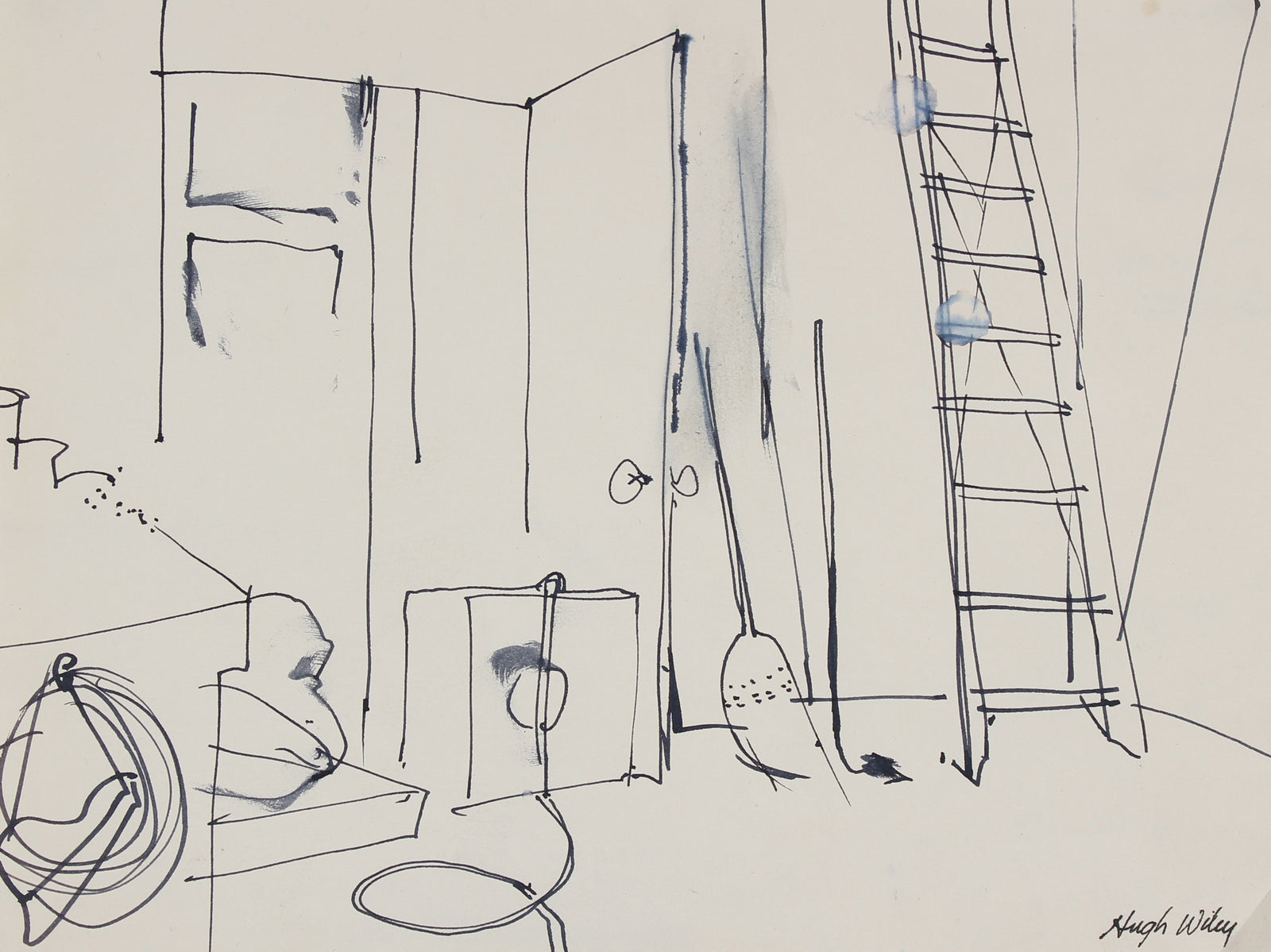 Sketch of a Garage <br>1966 Ink <br><br>#89339