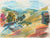Abstracted Mountain Landscape <br>Mid-Late 20th Century Pastel Painting <br><br>#89507