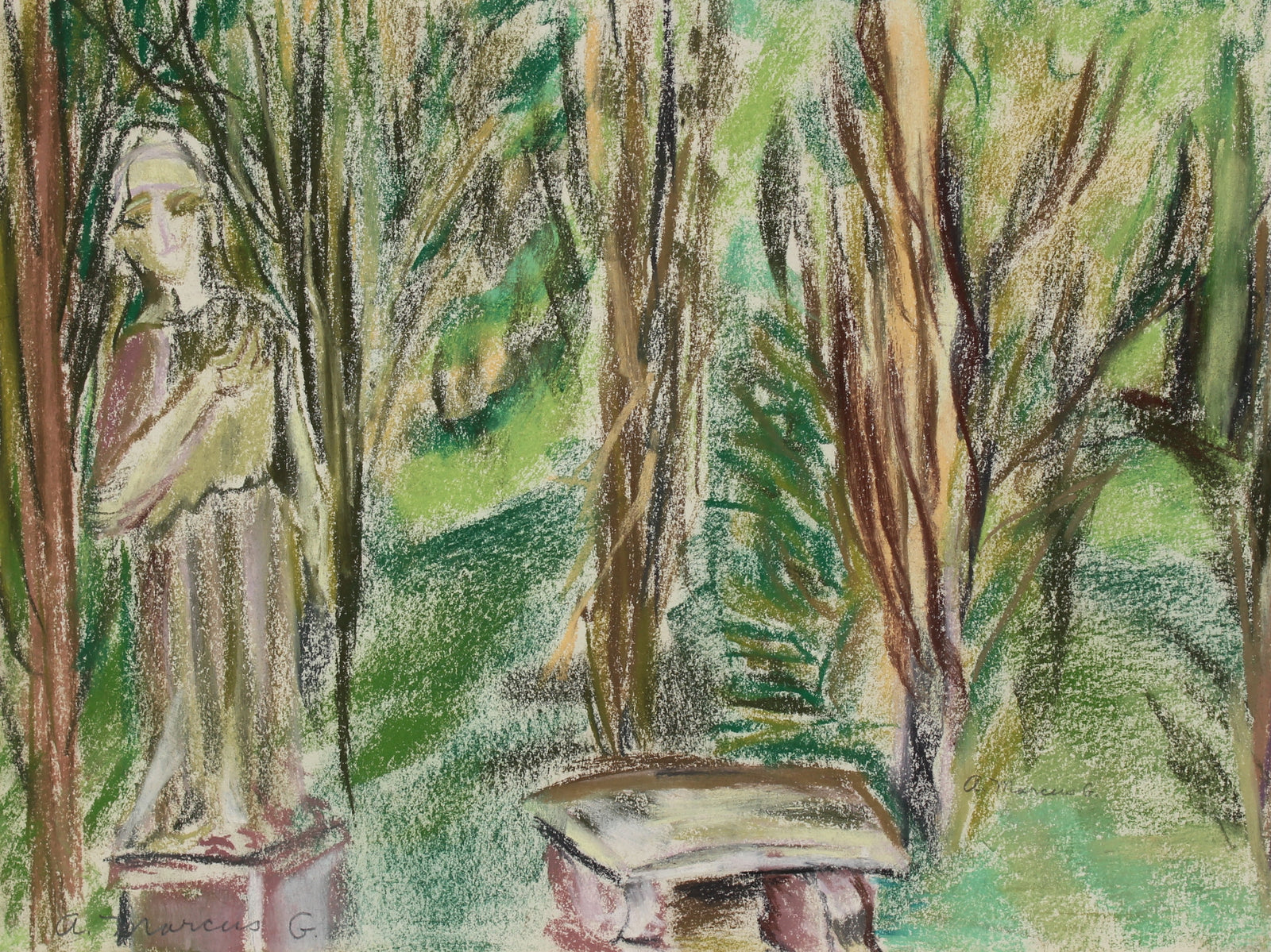 <i>Garden Caramoor</i><br>1964 Pastel Scene<br><br>#89613