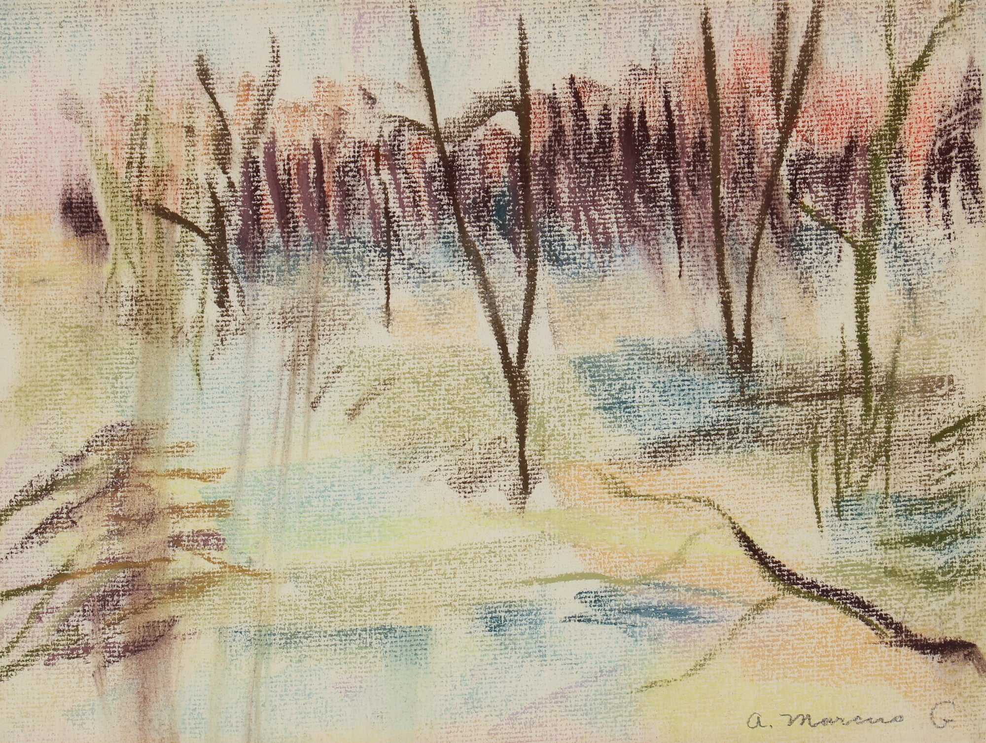 <i>Trees in Winter</i><br>Abstracted Pastel Landscape<br><br>#89614