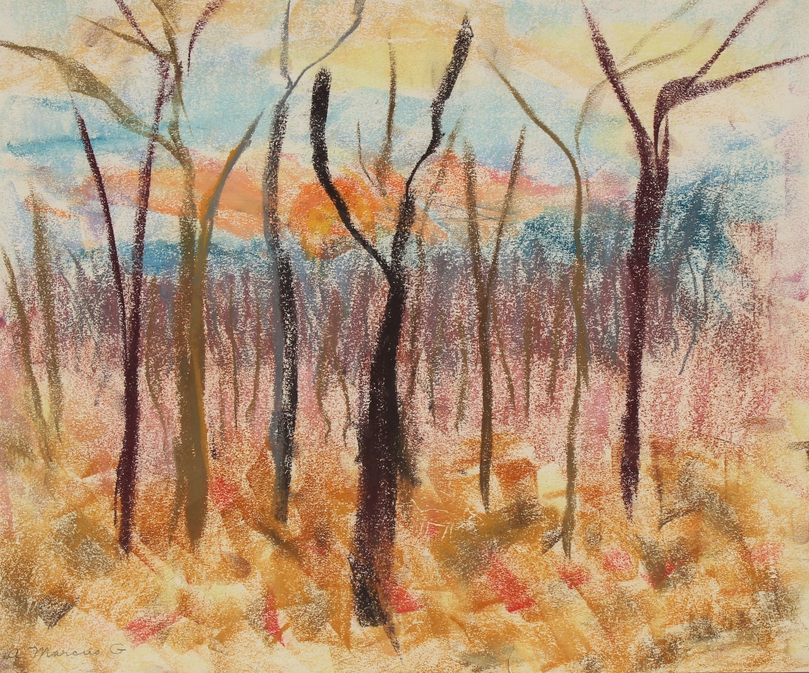 <i>Backyard, Mountain Rd. Winter</i><br>1965 Pastel<br><br>#89626