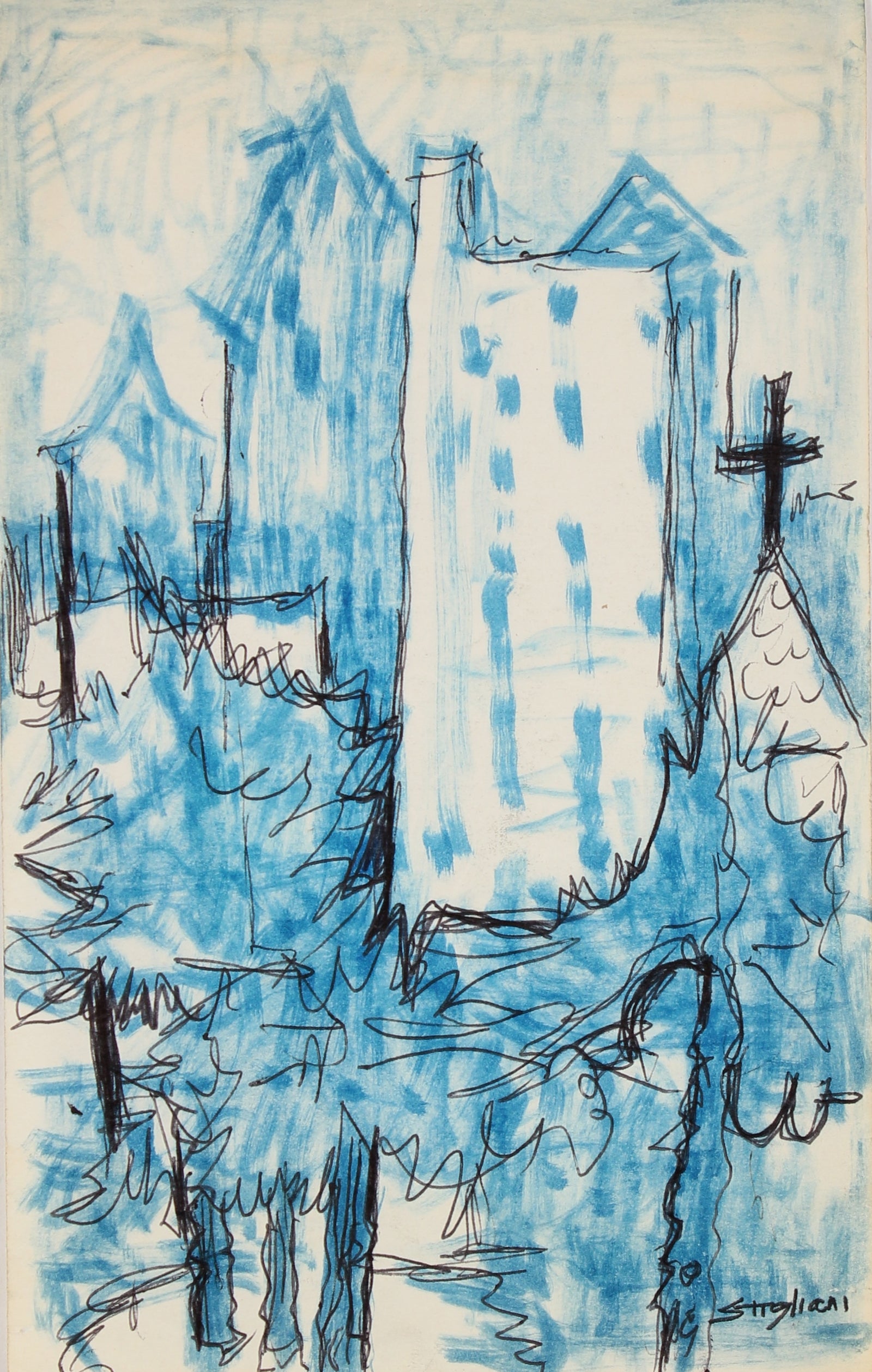 Cool Abstracted New York Cityscape<br>20th Century Ink<br><br>#90655