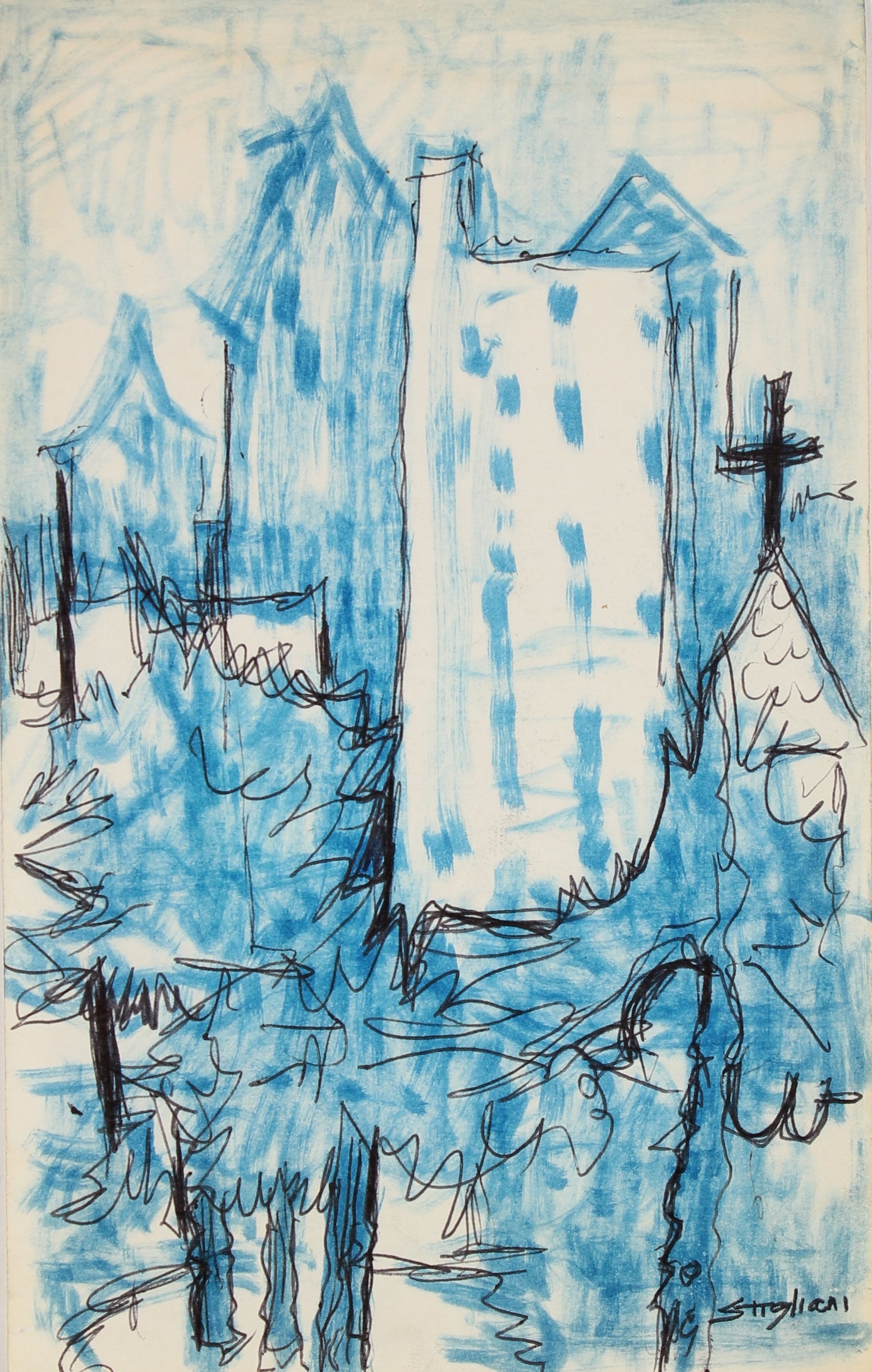 Cool Abstracted New York Cityscape<br>20th Century Ink<br><br>#90655