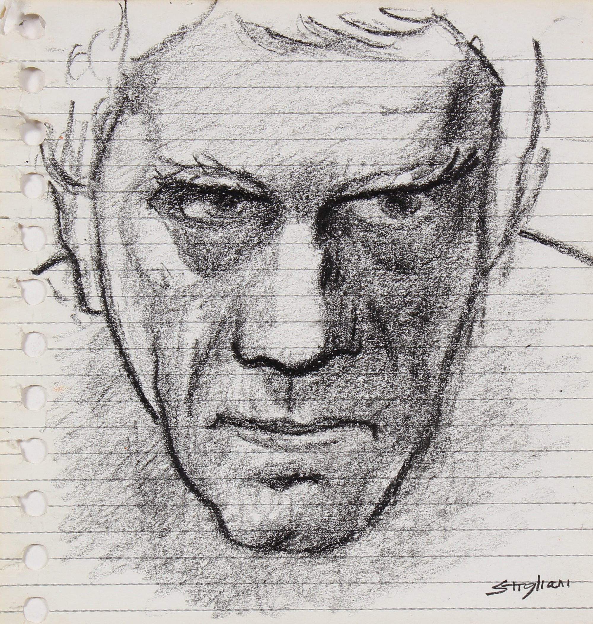<I>Self Portrait</I> <br>20th Century Wax Crayon on Paper<br><br>#90676