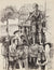 New York Figure Scene with Statue<br>Mid-Late 20th Century Ink<br><br>#90707