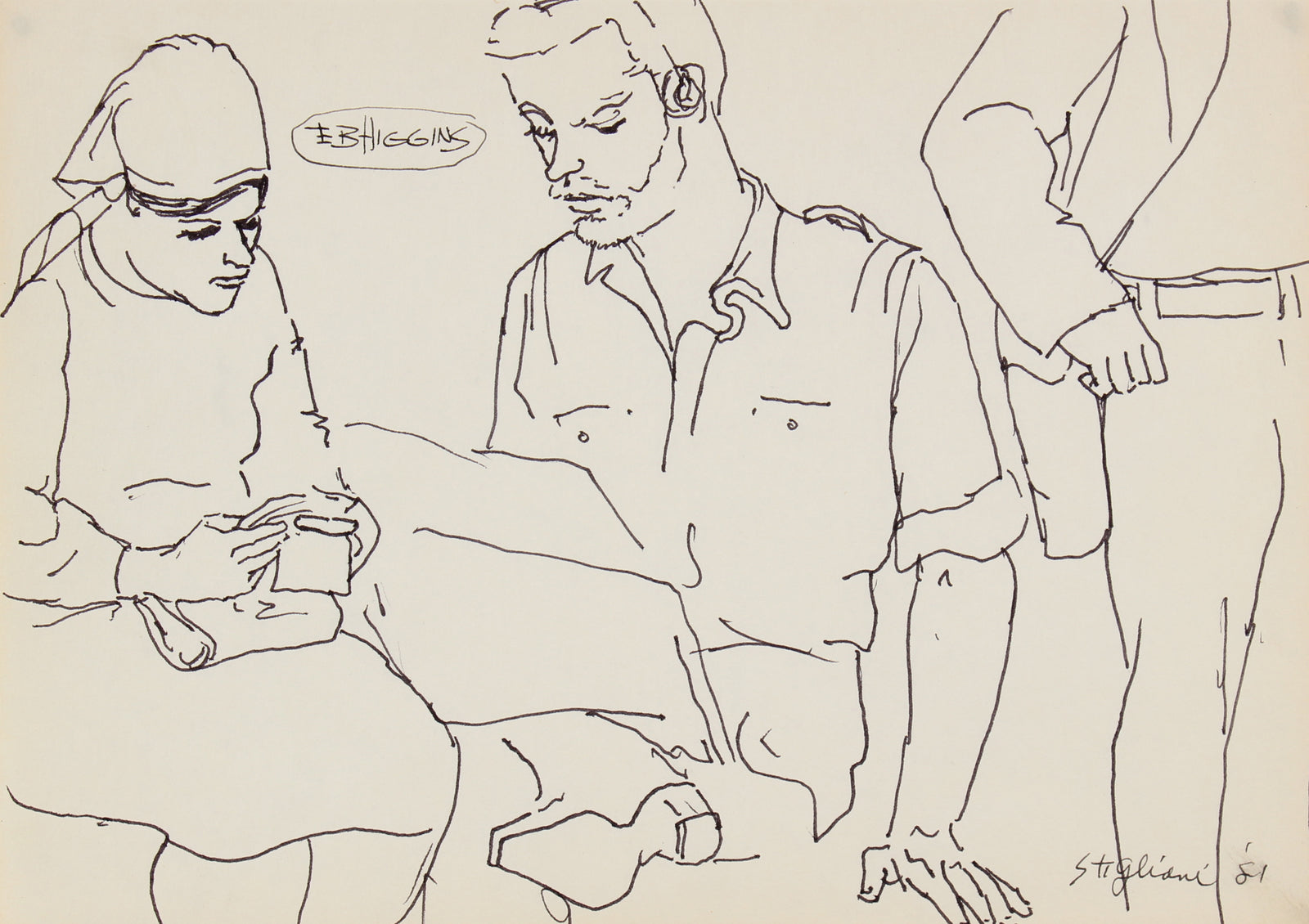 Monochromatic Commuters Study<br>1981 Ink<br><br>#90722