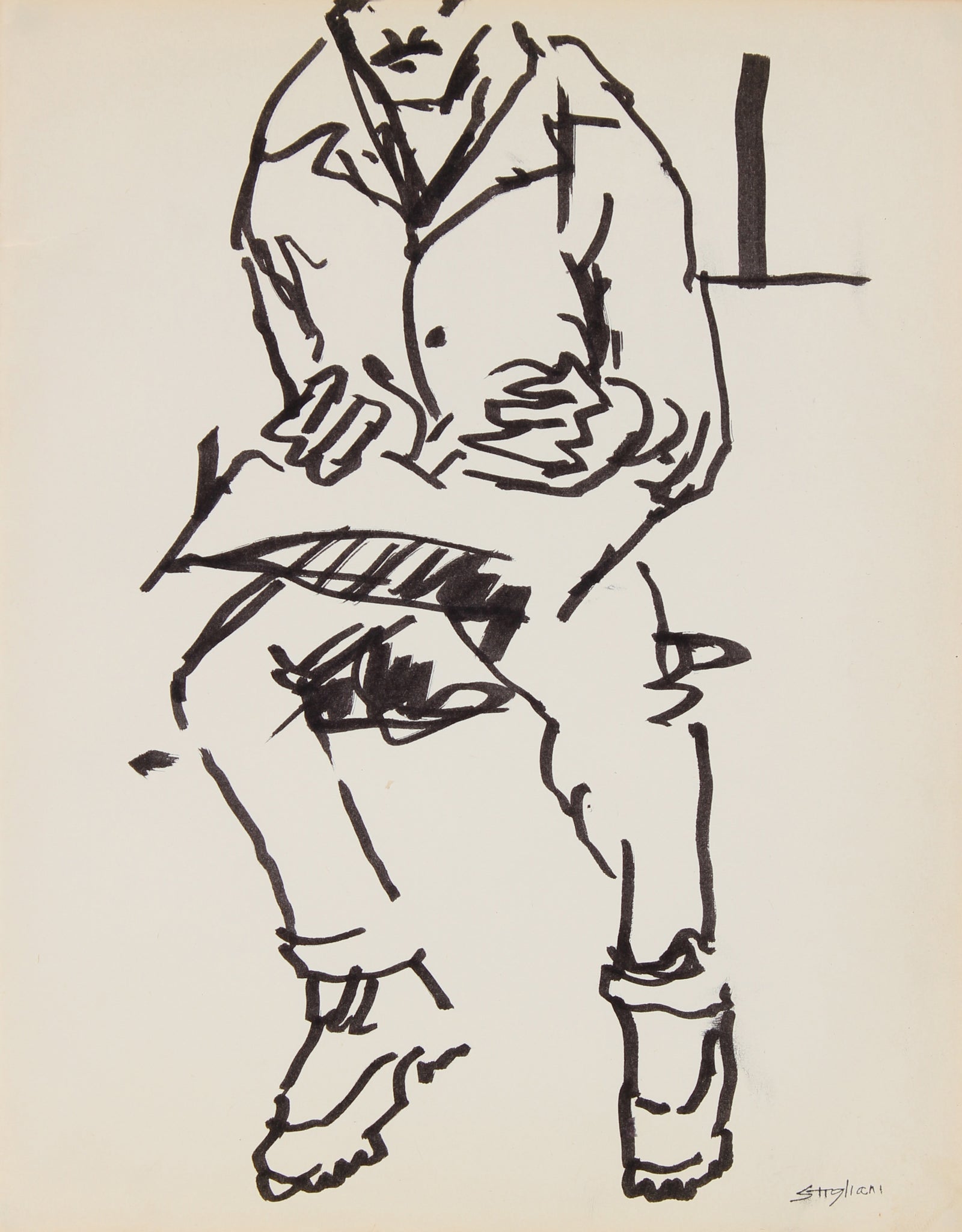 Sketch of a Man Reading<br>20th Century Ink<br><br>#90733