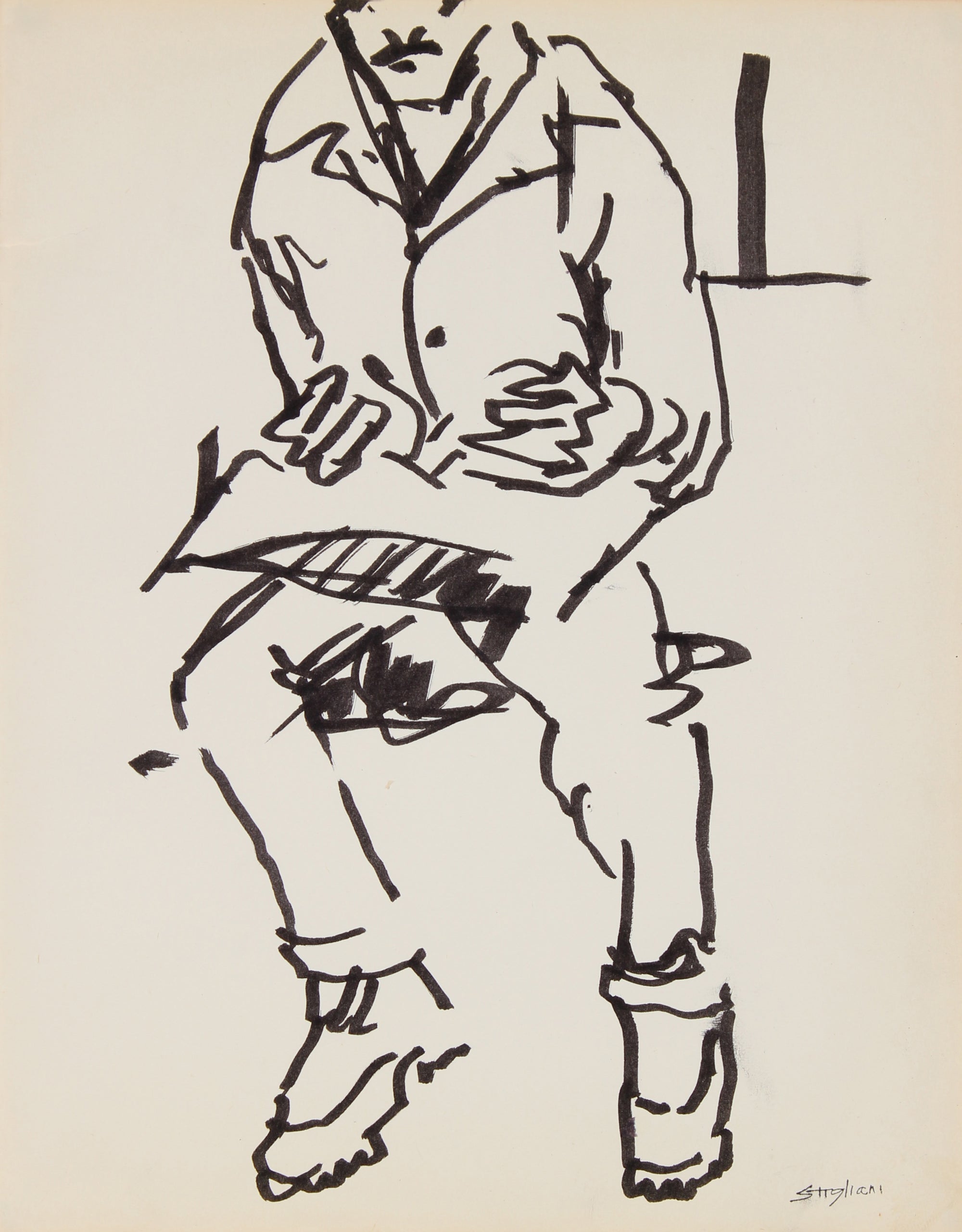 Sketch of a Man Reading<br>20th Century Ink<br><br>#90733