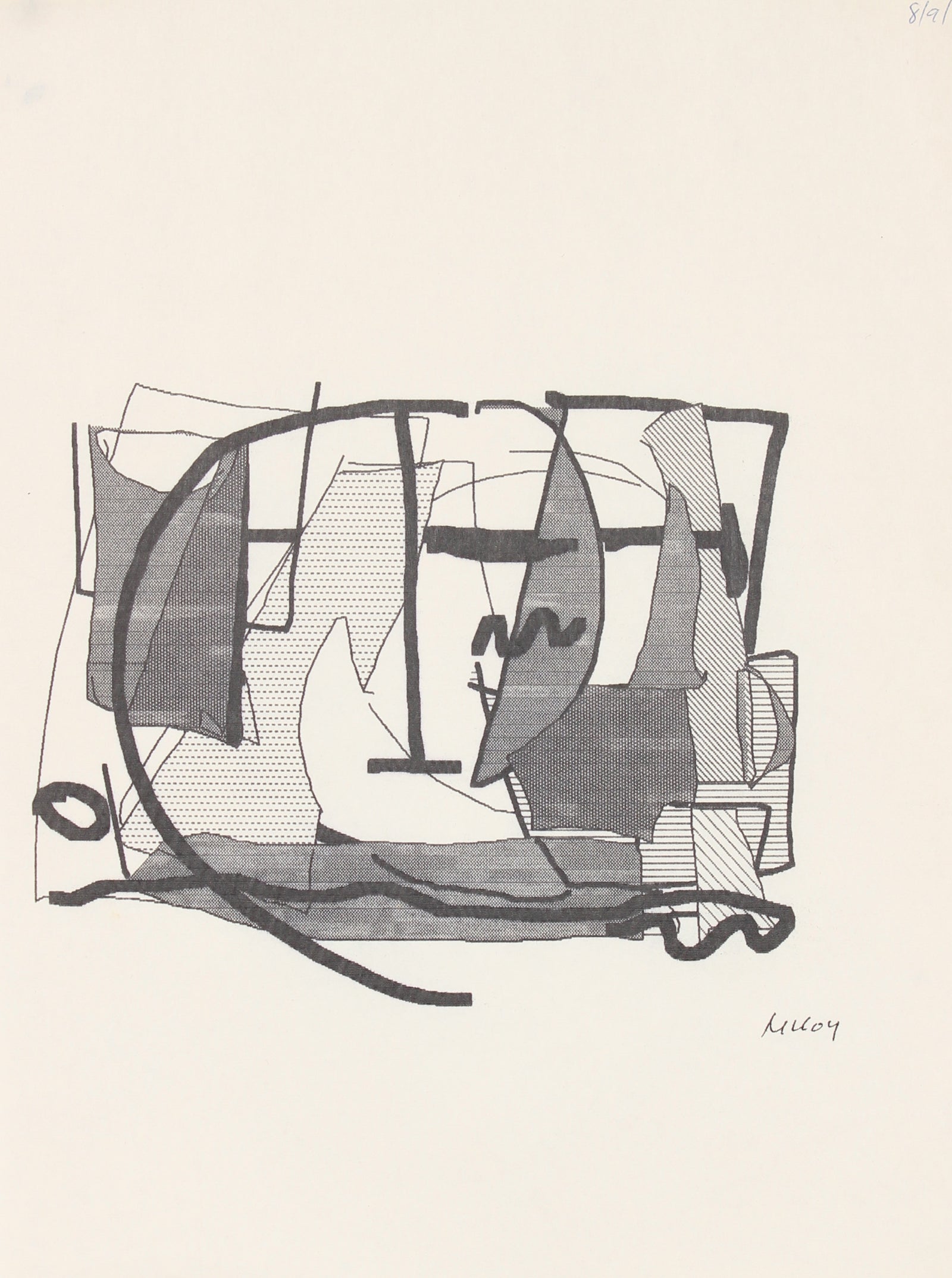 Pixelated Monochromatic Abstraction <br>1983 Digital Drawing <br><br>#90804