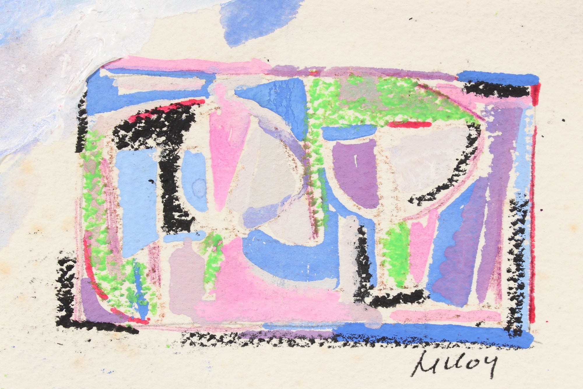 Petite Geometric Abstract Study<br>Mid - Late 20th Century Pastel & Gouache<br><br>#90814
