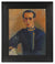 Modernist Portrait of a Man in Blue <br>1930s Oil <br><br>#50203