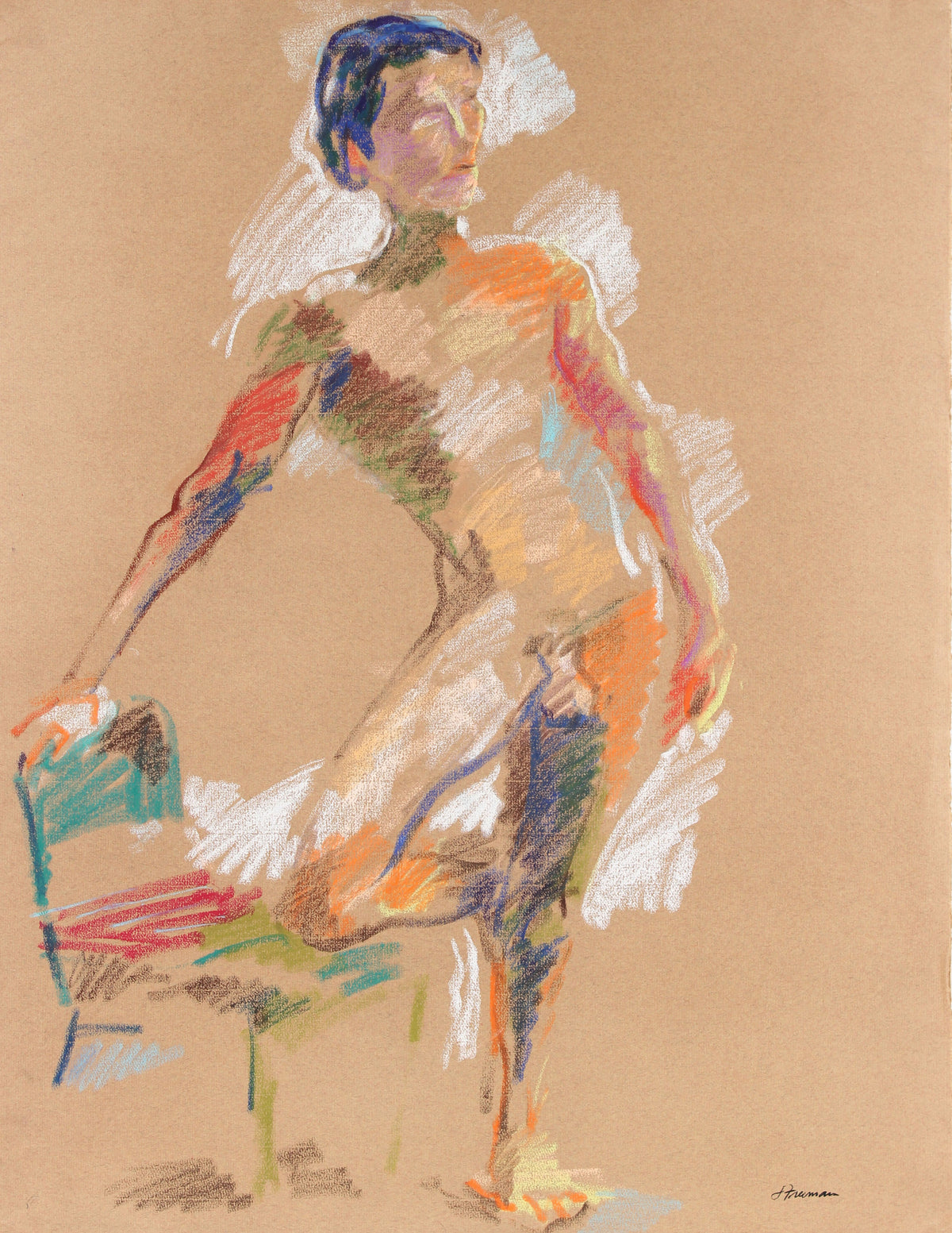 Posing Nude Figure &lt;br&gt;1983 Pastel &lt;br&gt;&lt;br&gt;#91459