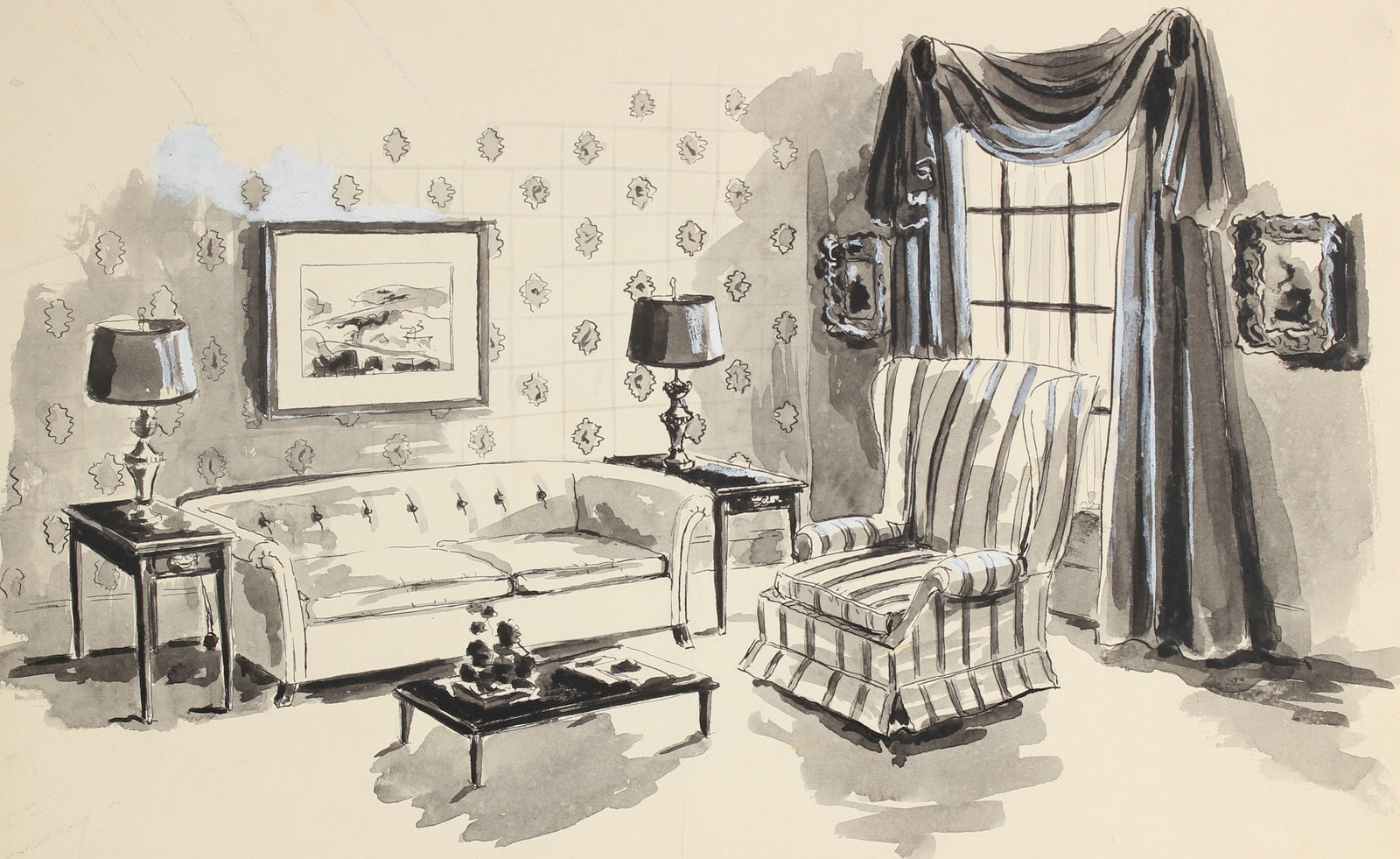 Classic Interior Still Life <br>Mid Century Ink <br><br>#91493