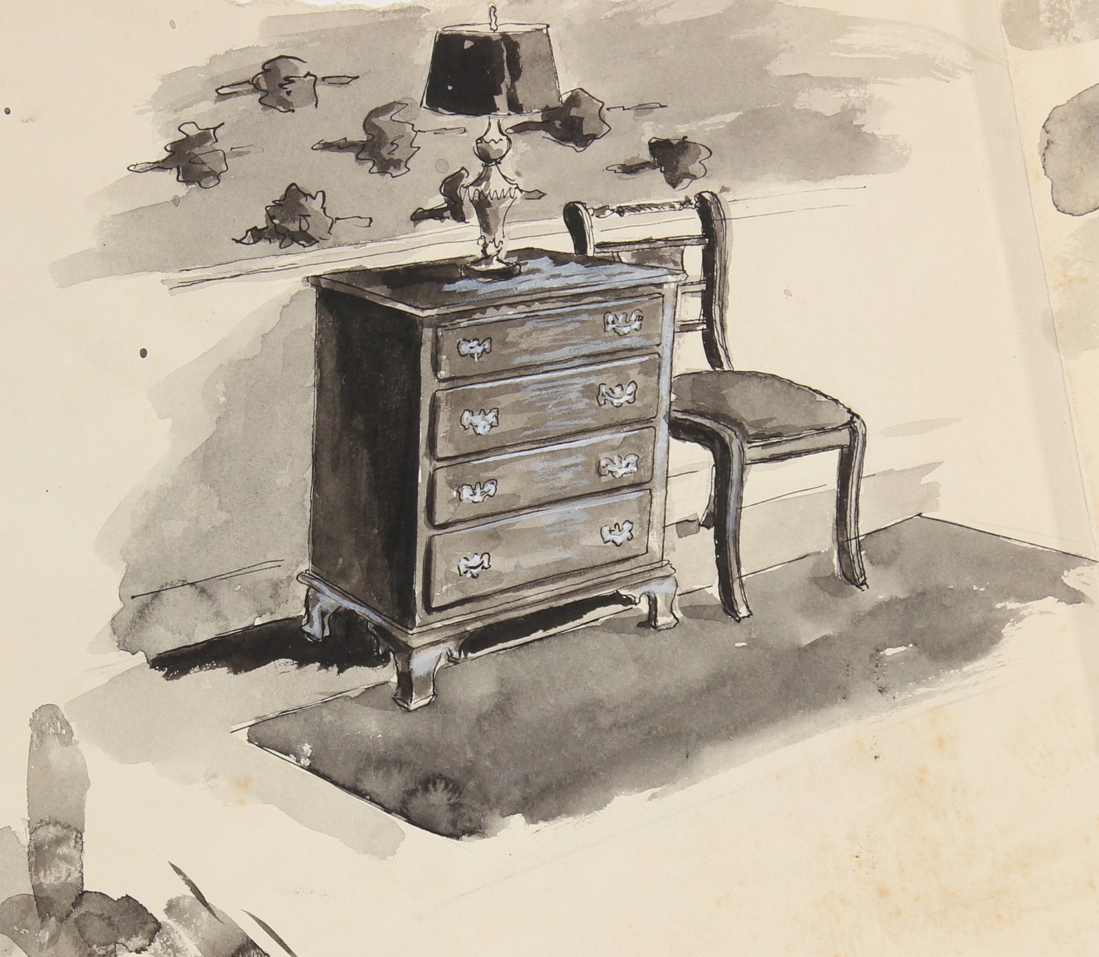 Drawers and Chair <br> Mid Century Ink <br><br>#91495