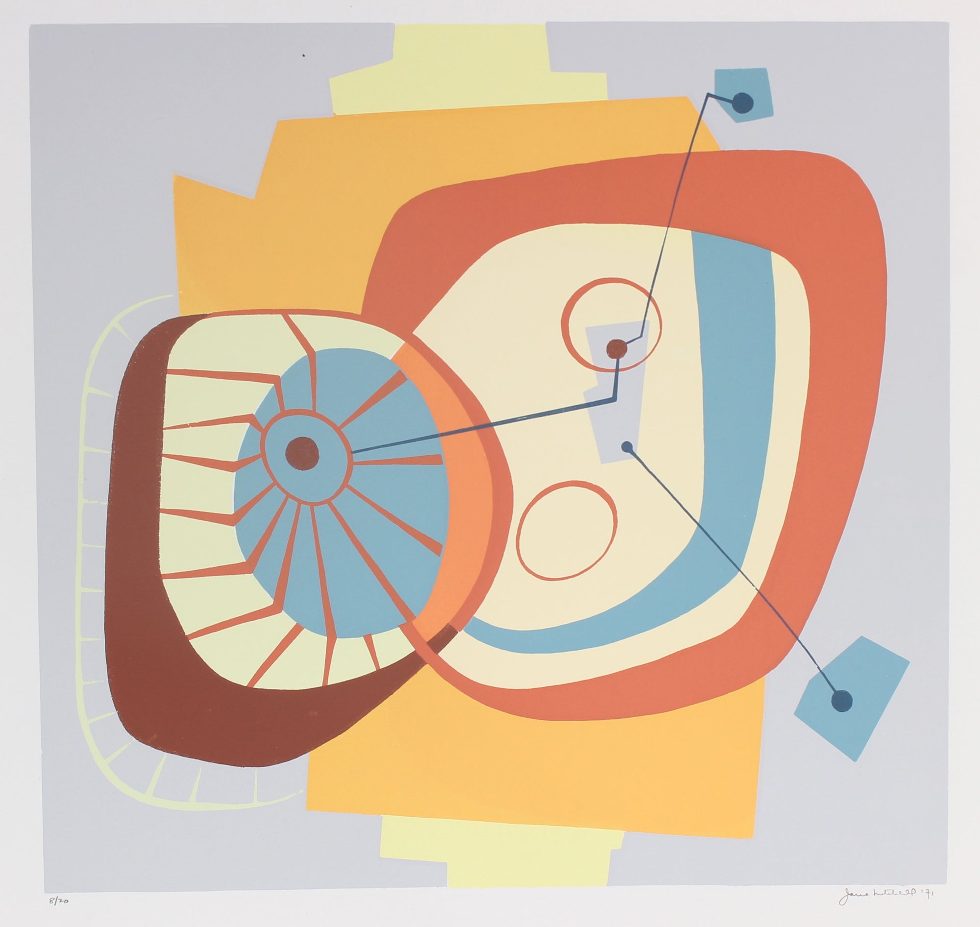 Modernist Geometric Abstract <br>1971 Serigraph <br><br>#91508