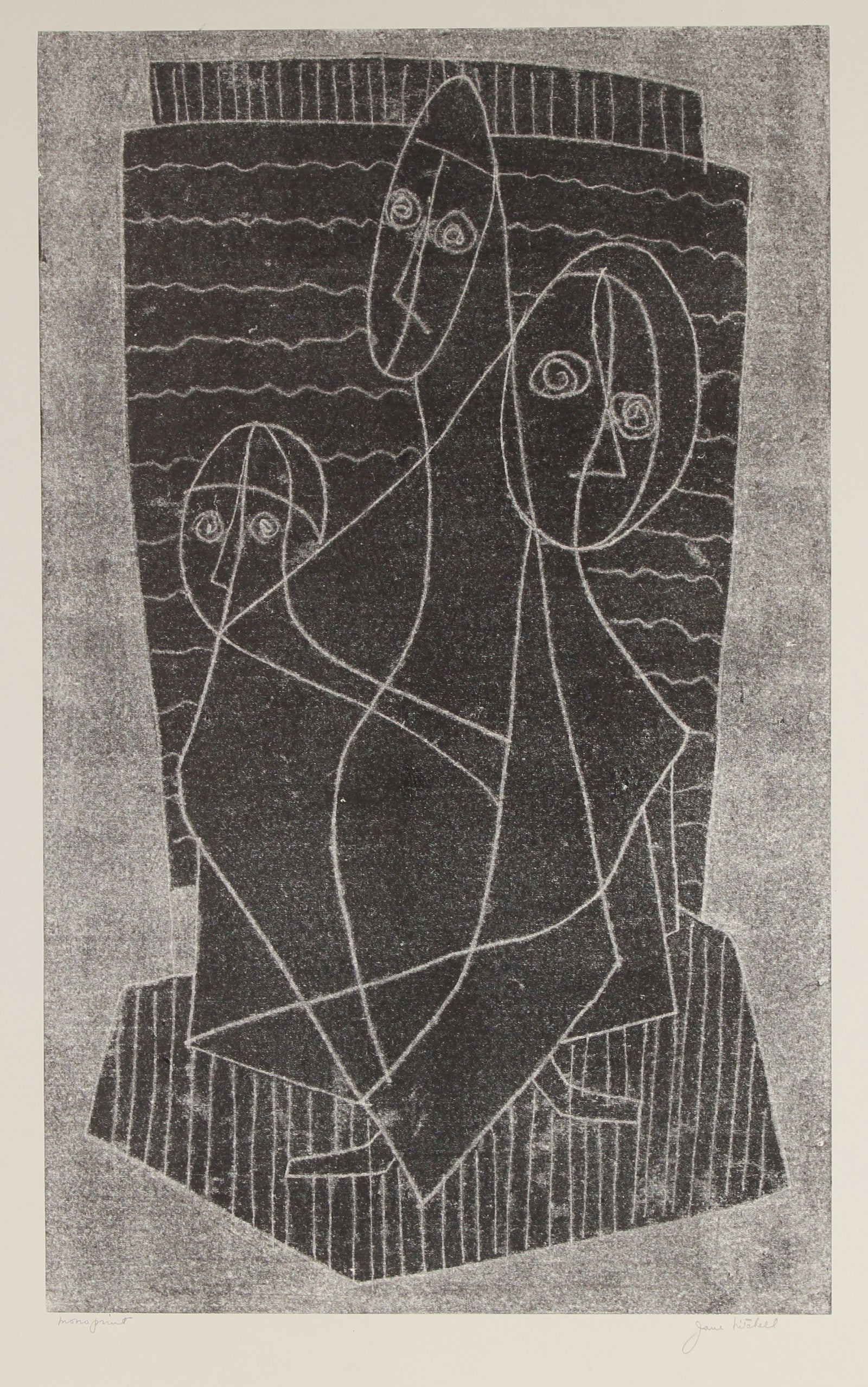 Three Abstracted Figures<br>1970 Monotype<br><br>#91510