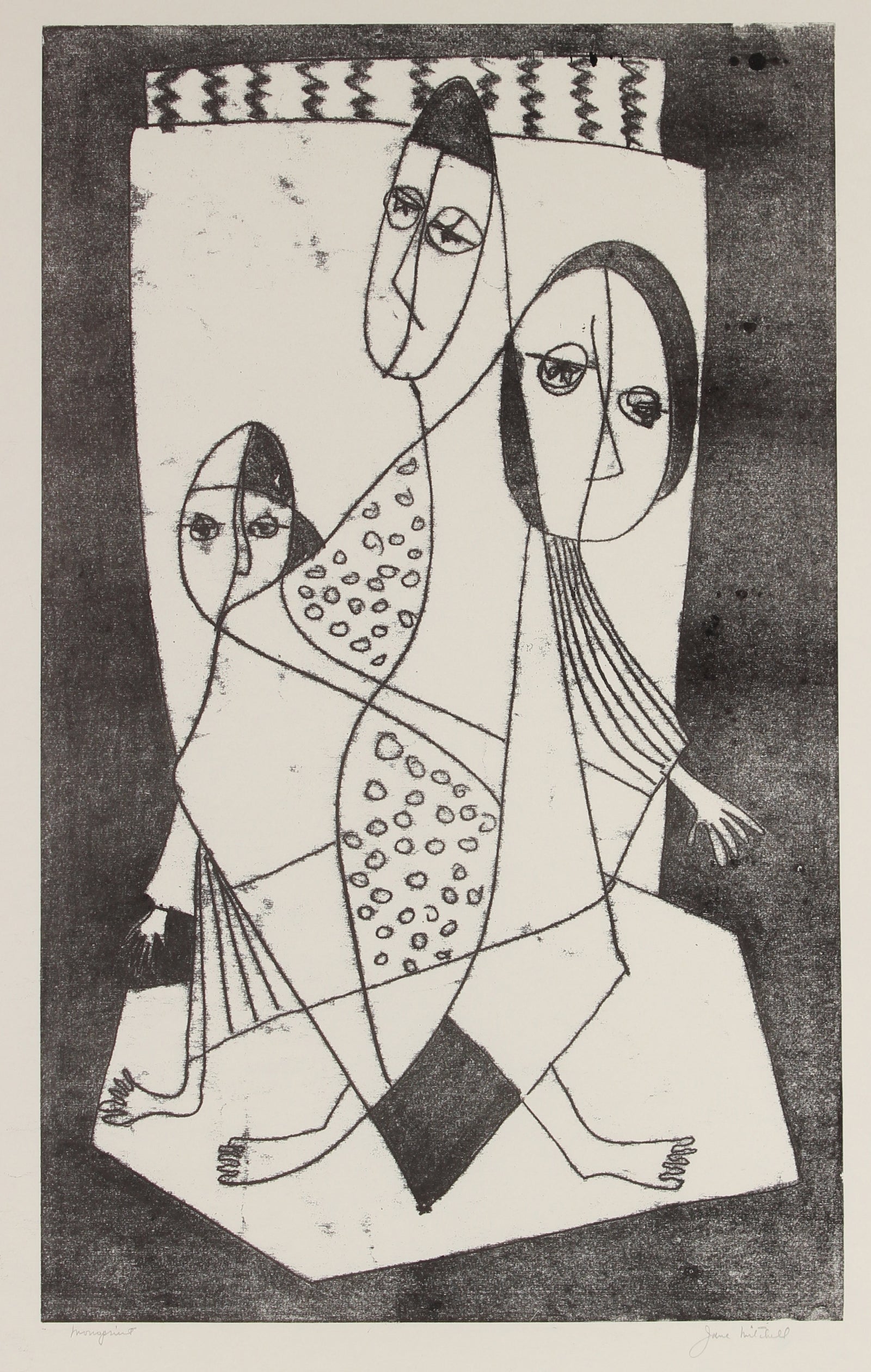 Three Abstracted Figures<br>1970 Monotype<br><br>#91512