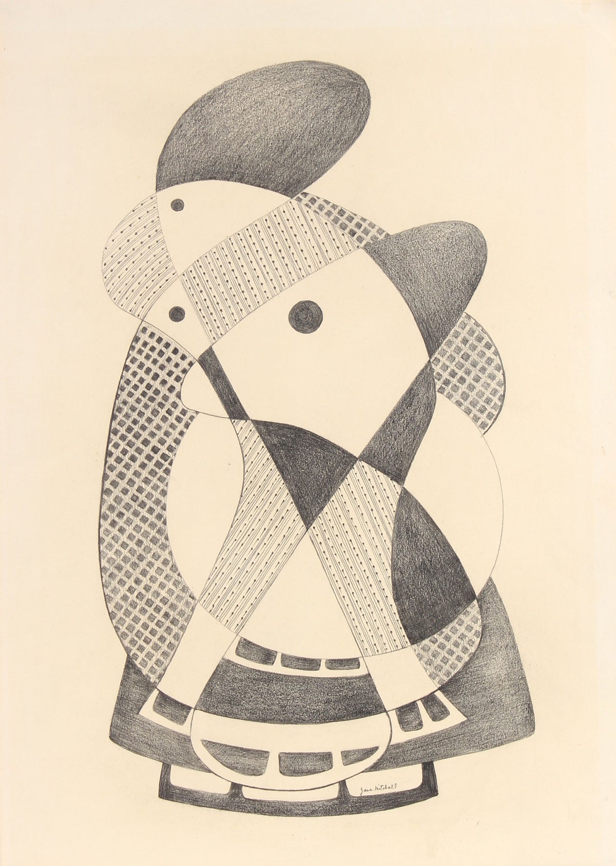 Checkered Undulating Forms <br>1970s Graphite <br><br>#91531