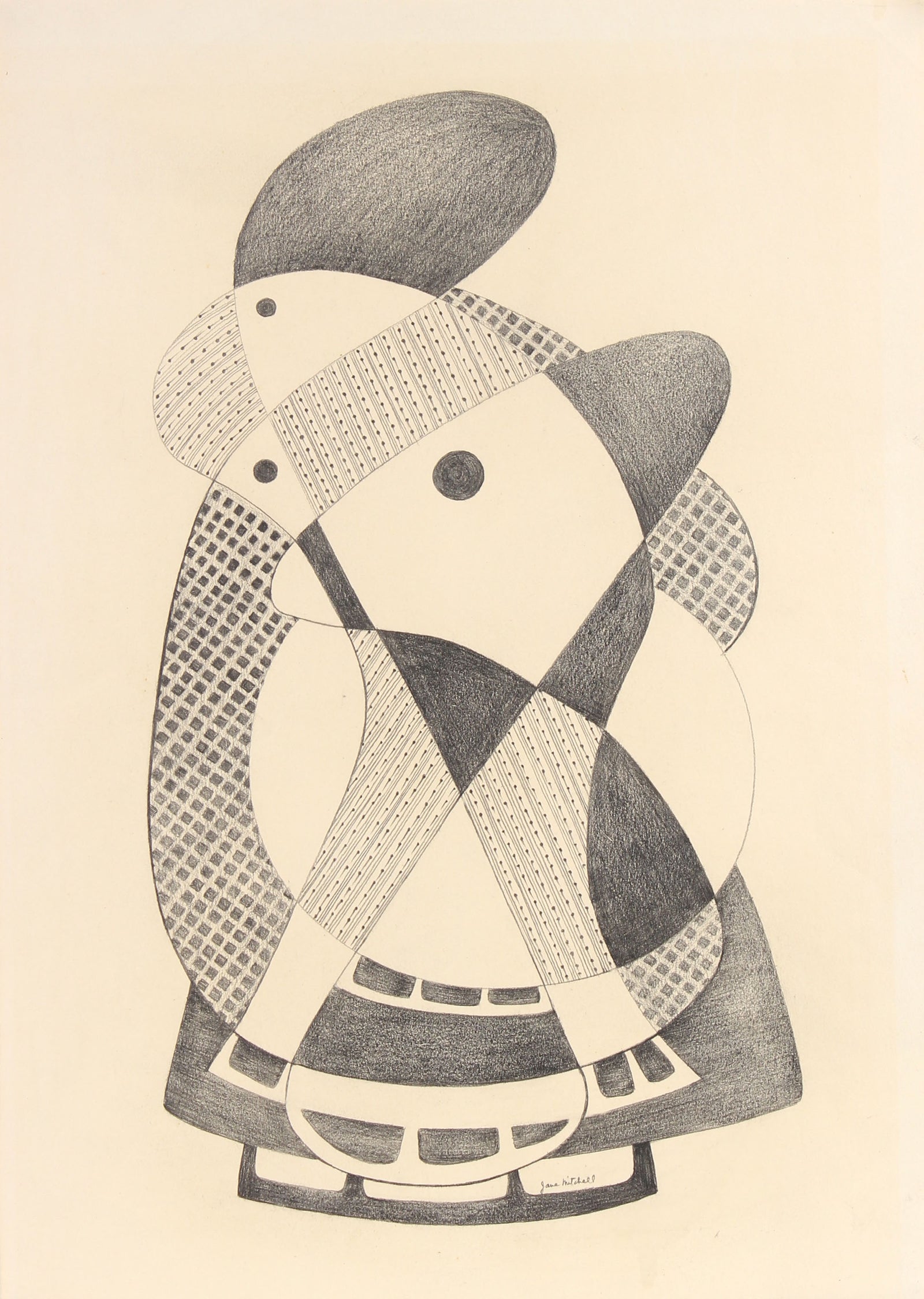 Checkered Undulating Forms <br>1970s Graphite <br><br>#91531