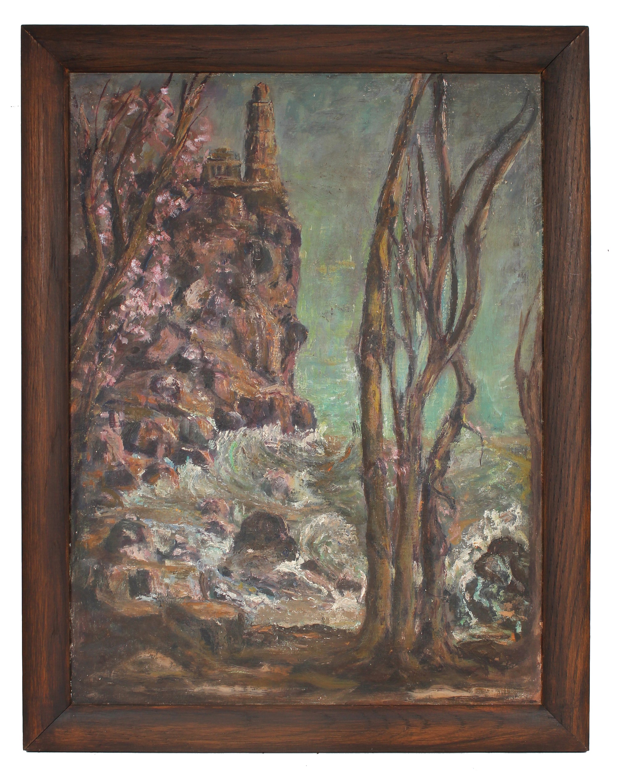 Moody Landscape with Trees <br> Mid-Late 20th Century Oil <br><br>#91555