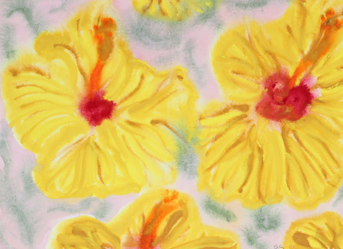 <i>Yellow Hibiscus</i>, Hawaii<br>2017 Watercolor & Gouache<br><br>#92127