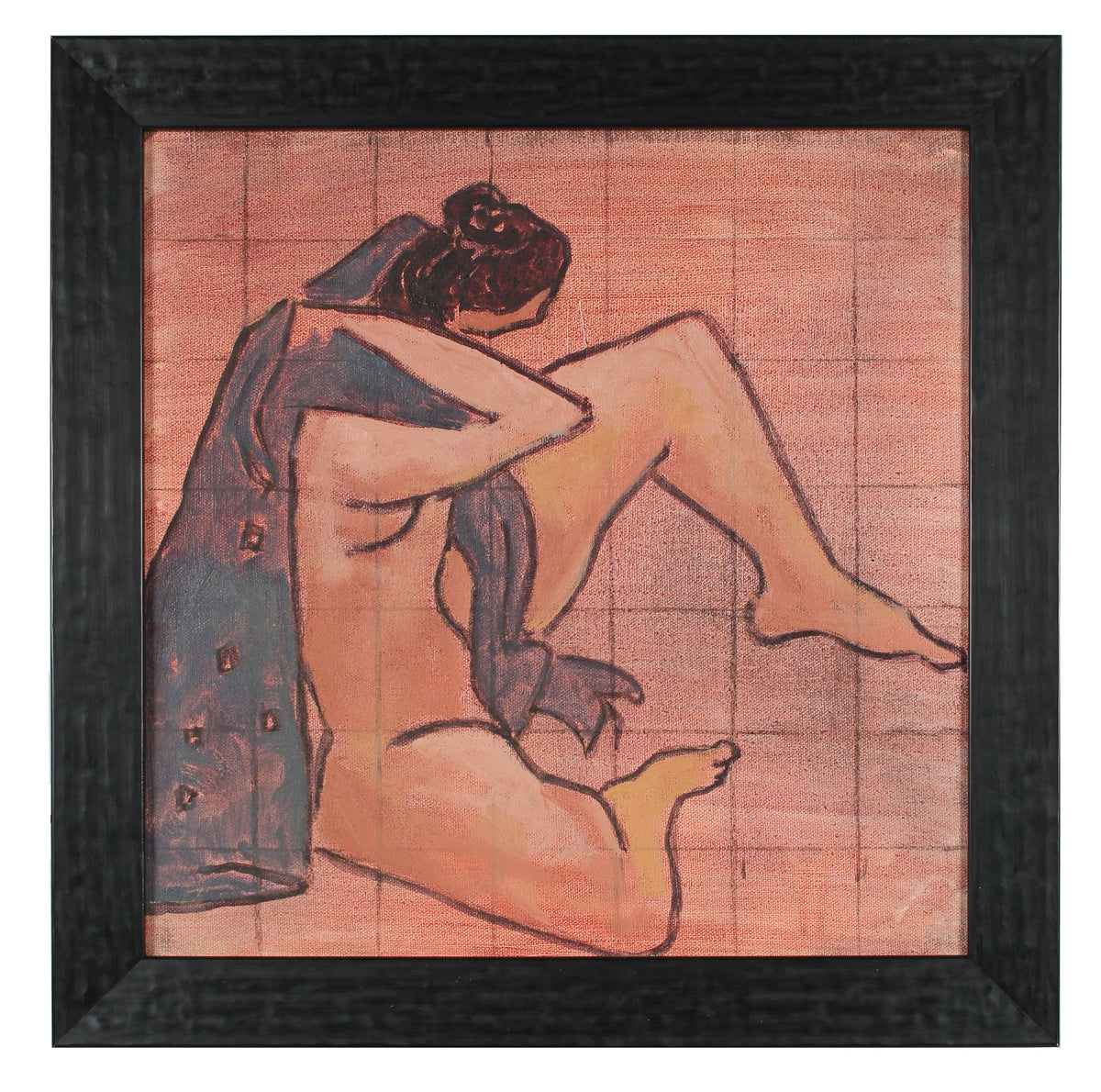 Modernist Nude with Draped Frabic &lt;br&gt;20th Century Oil &lt;br&gt;&lt;br&gt;#56544