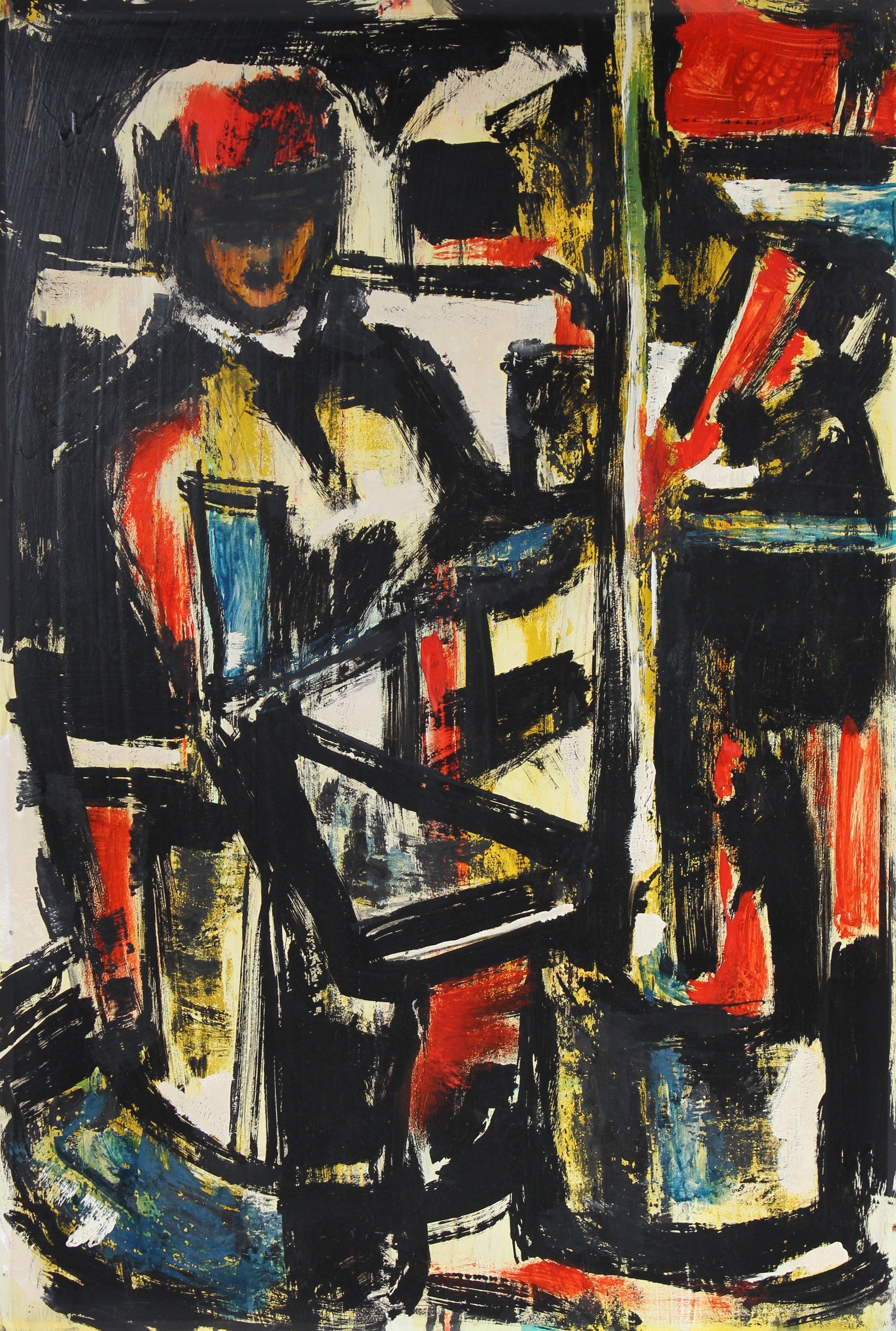 Mid Century Expressionist Figures <br>1940-50s Paint on Masonite <br><br>#92501