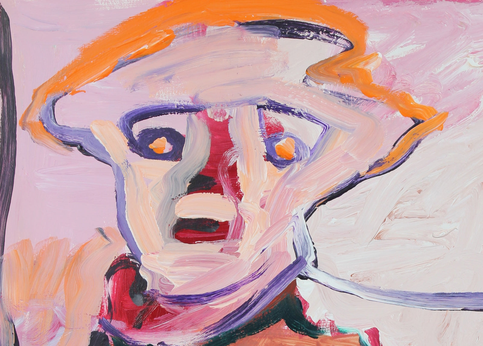 Bay Area Figurative Acrylic Portrait in Purple<br>Mid-Late 20th Century<br><br>#92541