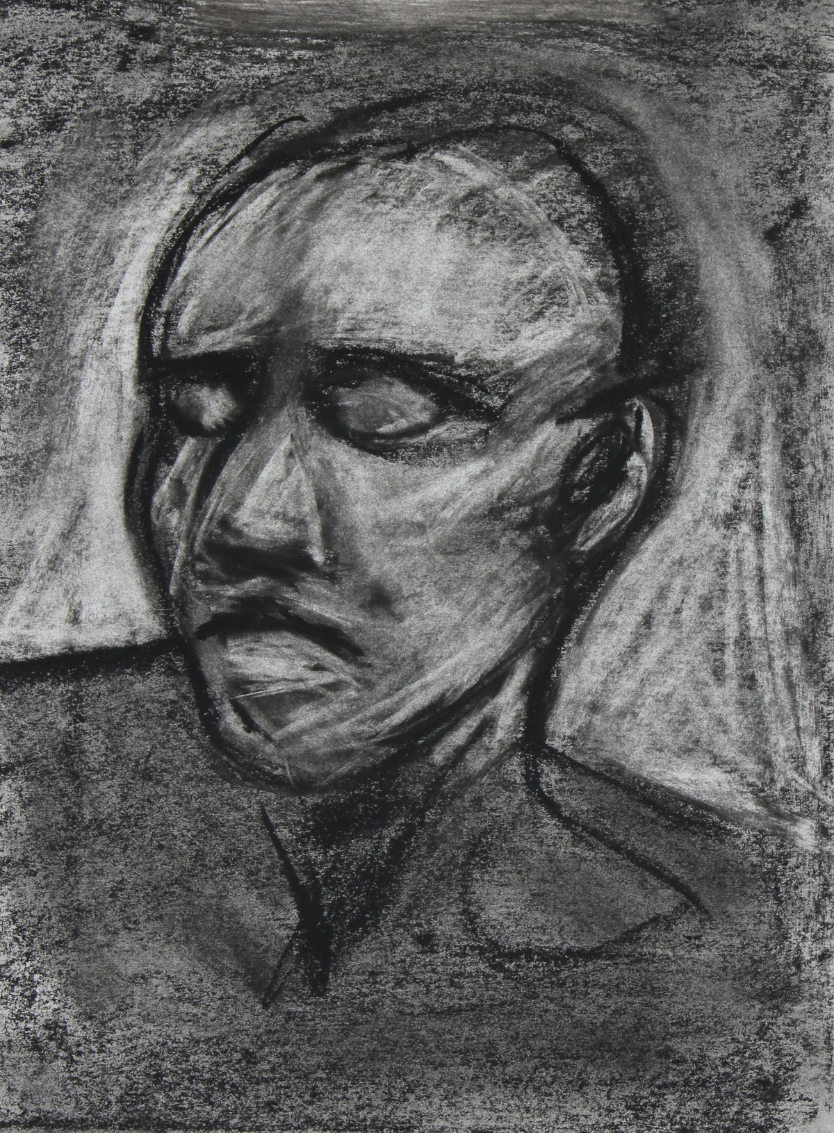 Expressive Charcoal Abstracted Portrait&lt;br&gt;Mid-Late 20th Century&lt;br&gt;&lt;br&gt;#92560