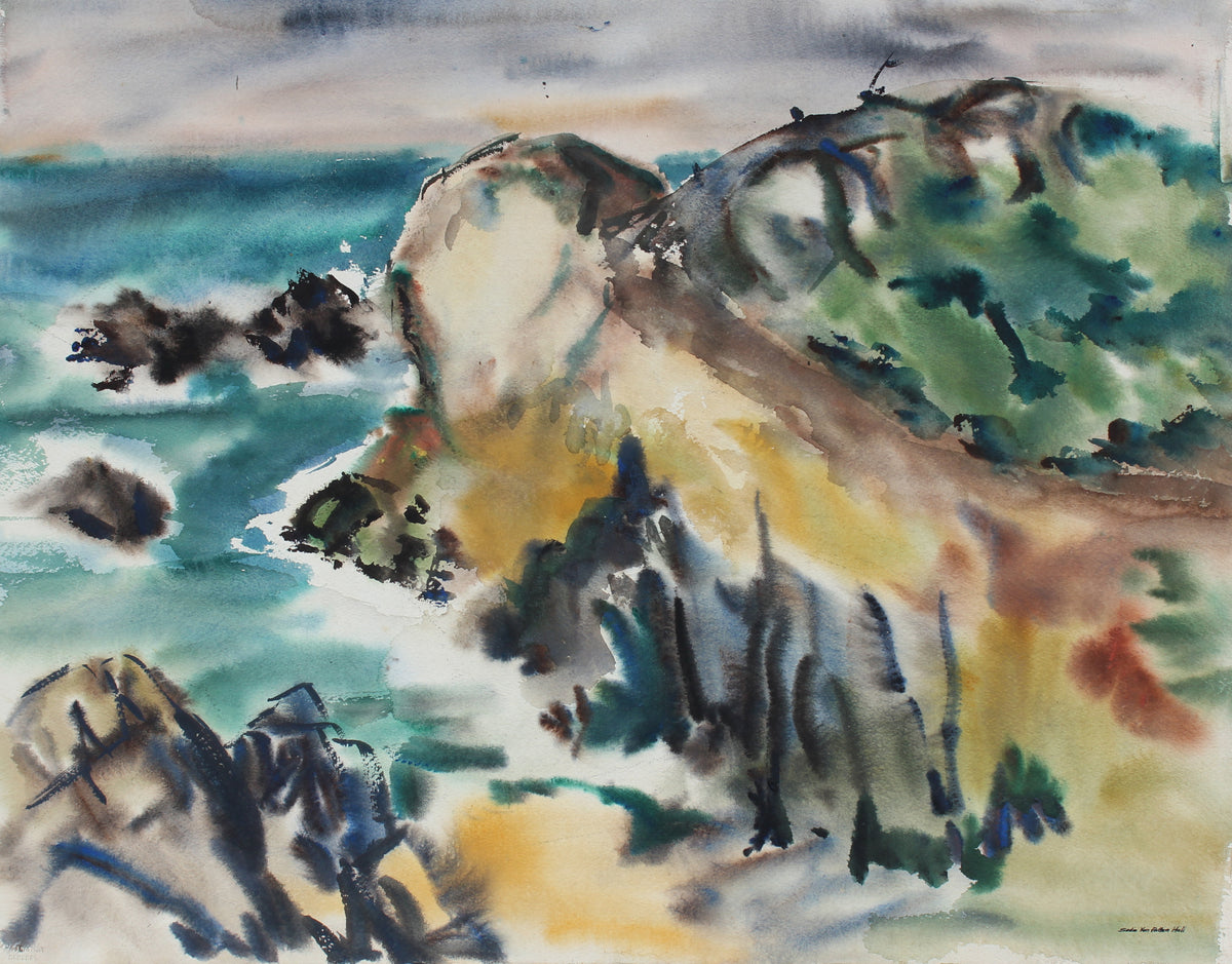 1960s Watercolor Coastal Sceasacpe &lt;br&gt;&lt;br&gt;#92587