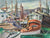 Boats at Harbor<br>1960s Watercolor<br><br>#92590