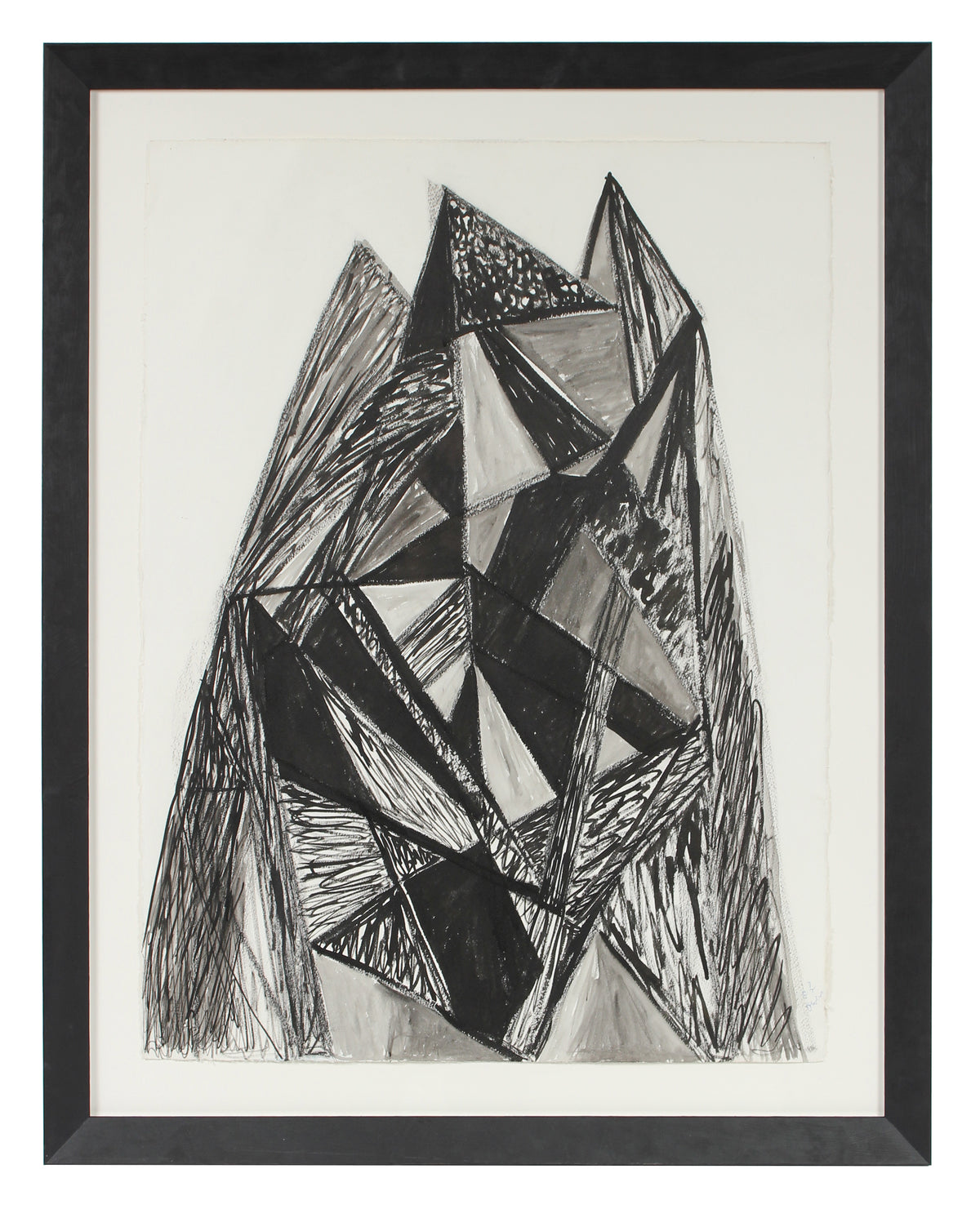 Angular Monochrome Cubist Abstract &lt;br&gt;20th Century Ink &amp; Charcoal &lt;br&gt;&lt;br&gt;#93403