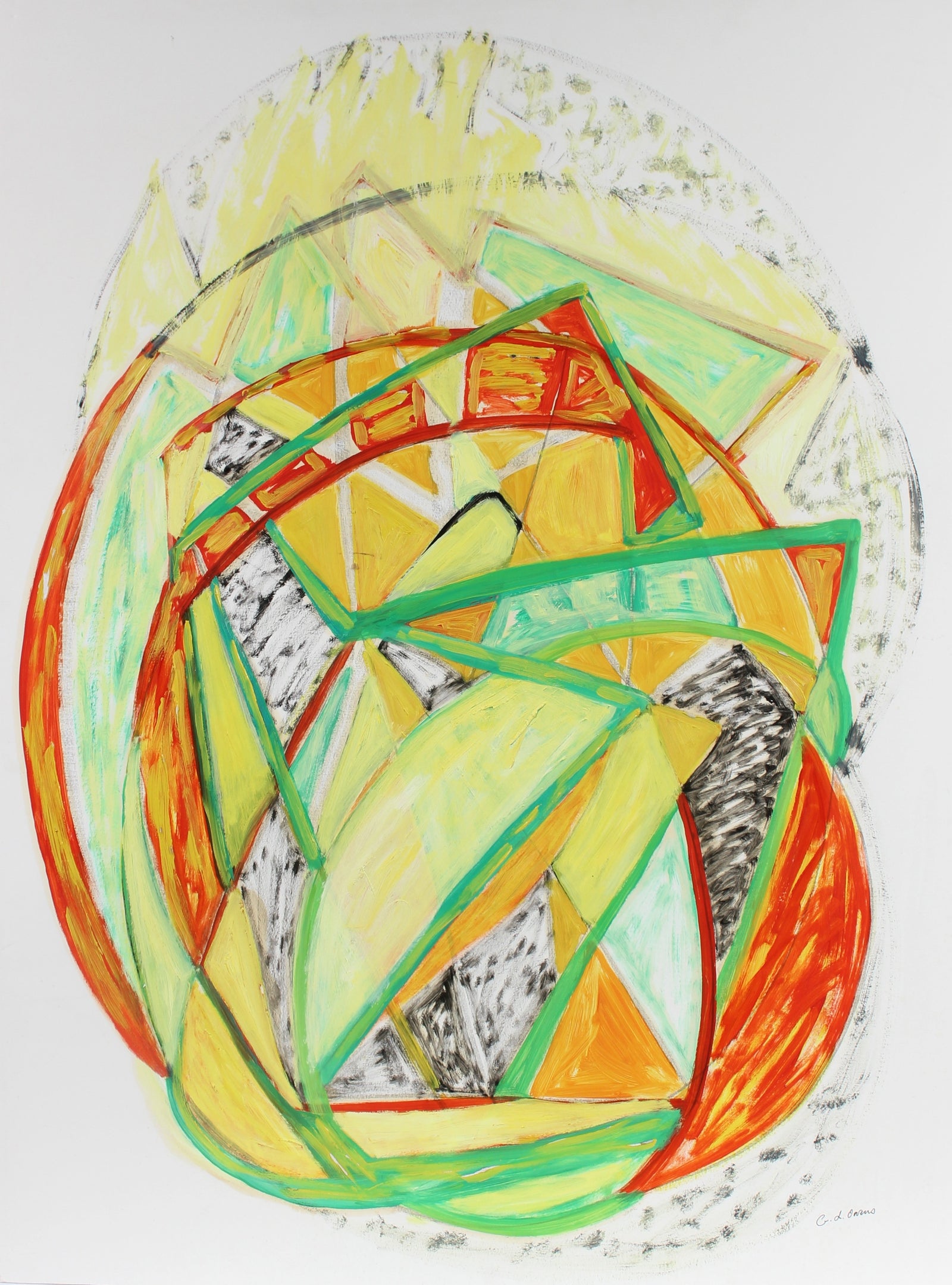 Geometric Angular Abstract<br>Late 20th Century Oil<br><br>#93407