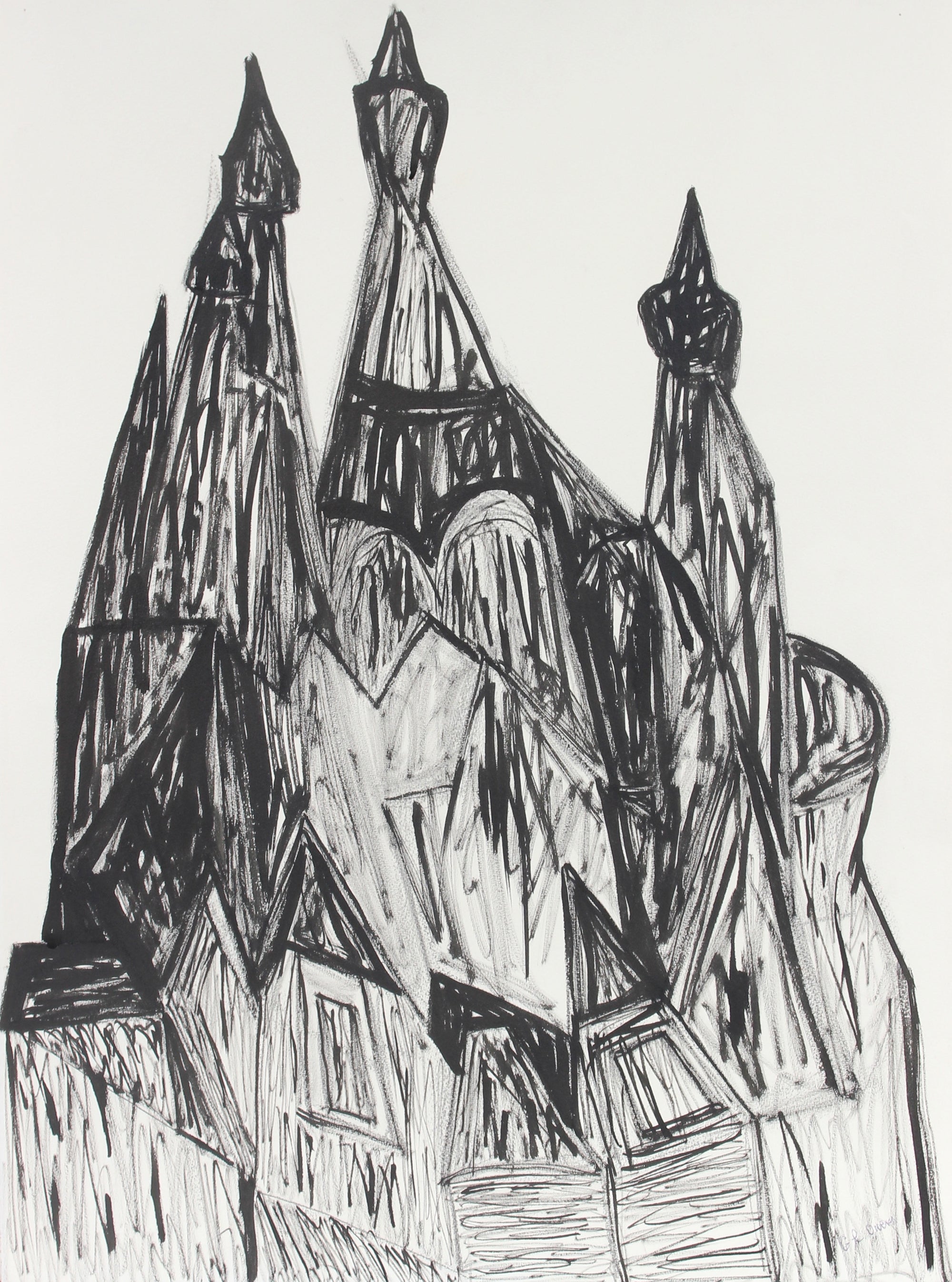 <i>Russian Churches in St. Petersburg</i><br>Late 20th Century Ink & Charcoal<br><br>#93412