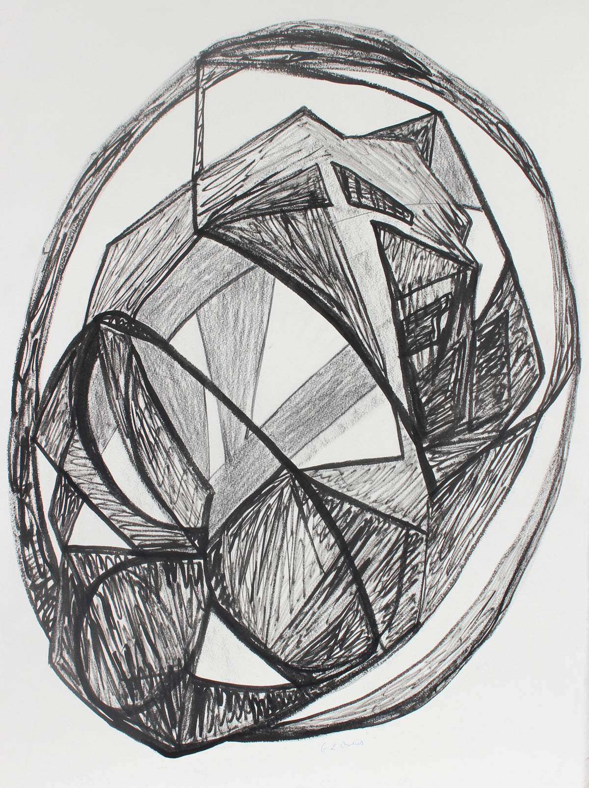 Monochrome Expressionist Abstract&lt;br&gt;Late 20th Century Ink &amp; Charcoal&lt;br&gt;&lt;br&gt;#93420