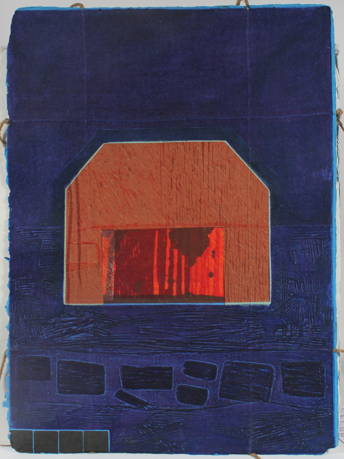 Abstracted Image of a House <br>1984-1988 Collograph on Handmade Paper with String <br><br>#93463