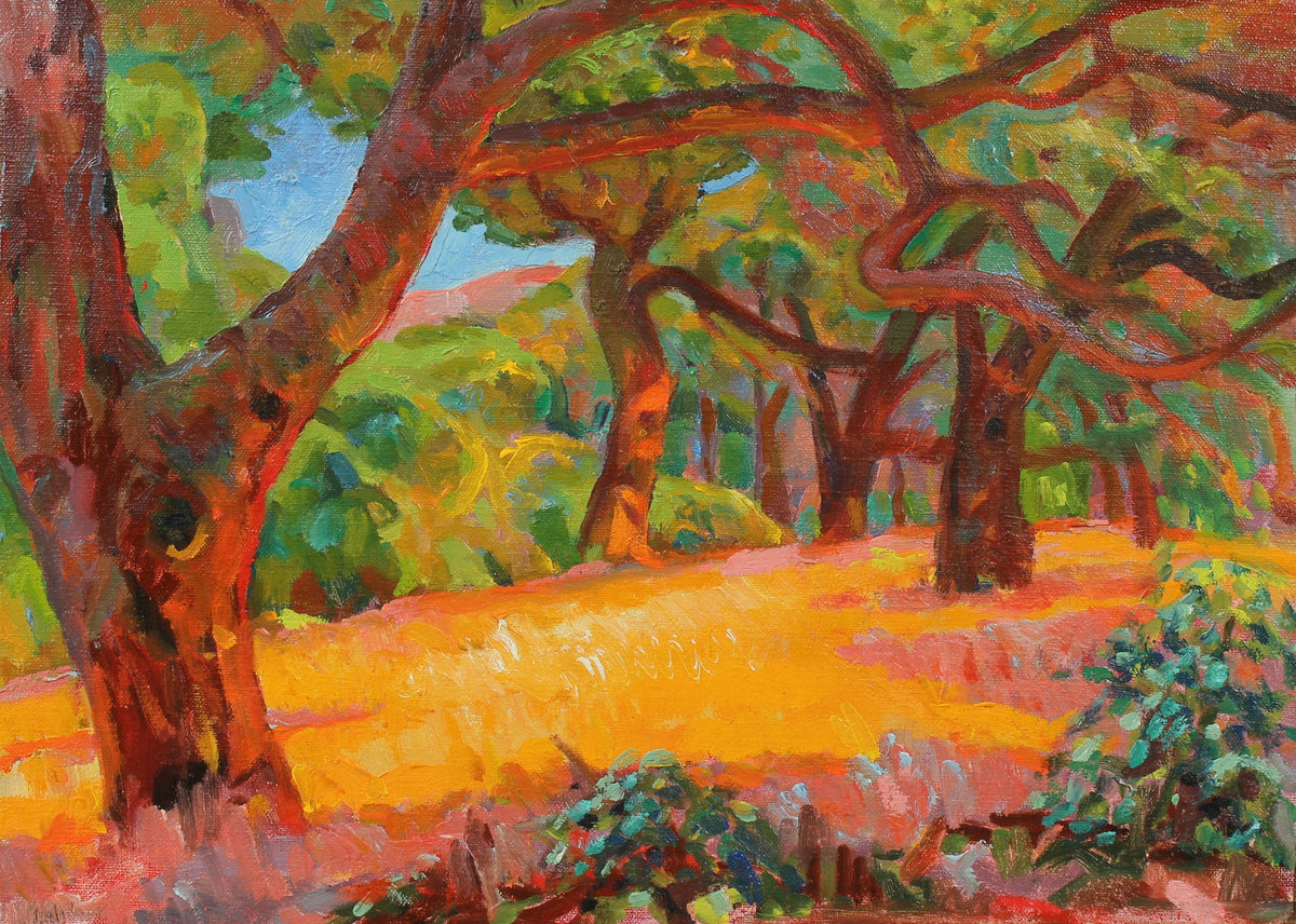 Meadow with Tree Scene &lt;br&gt;20th Century Oil &lt;br&gt;&lt;br&gt;#93515