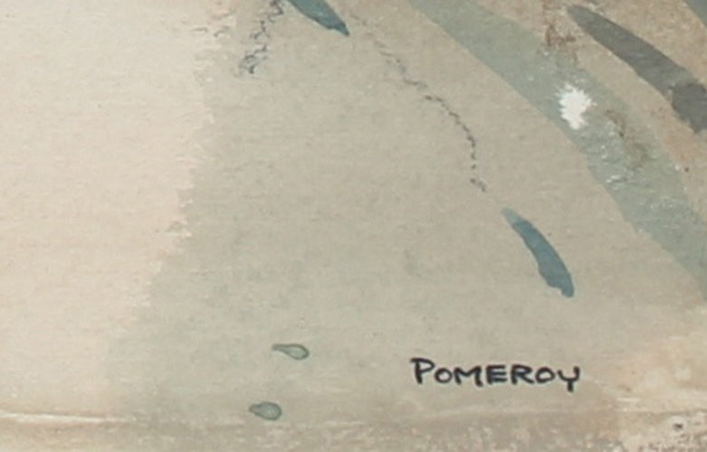 Industrial Harbor Watercolor Scene<br>Mid - Late 20th Century<br><br>#93532