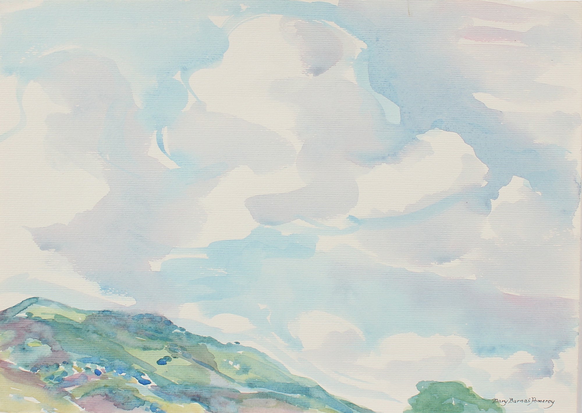 Serene Watercolor Clouds & Sky<br>Mid-Late 20th Century<br><br>#93546