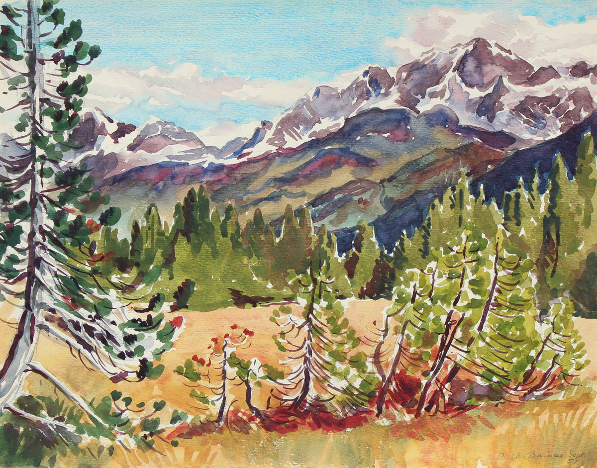 Mountain Field With Trees &lt;br&gt;1951 Watercolor &lt;br&gt;&lt;br&gt;#93554