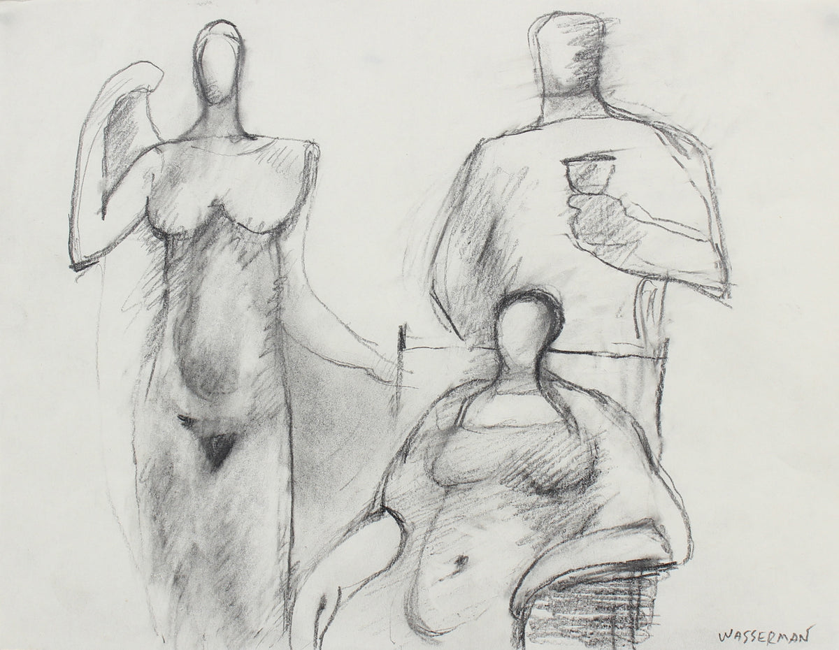 Three Abstracted Figures &lt;br&gt;Late 20th Century Graphite &lt;br&gt;&lt;br&gt;#93573