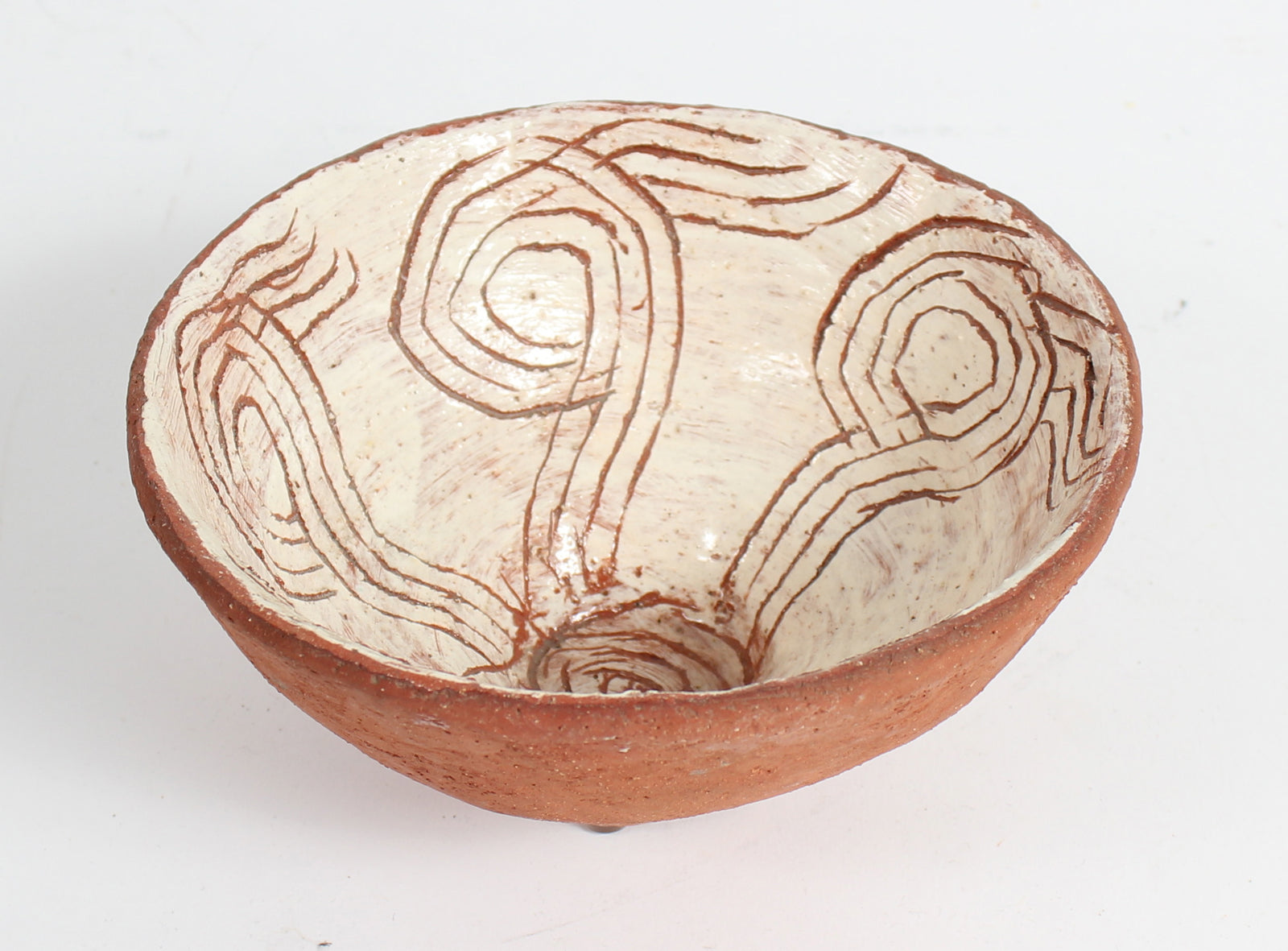 Copper-Toned Ceramic Bowl With Tan Interior <br><br>#93658