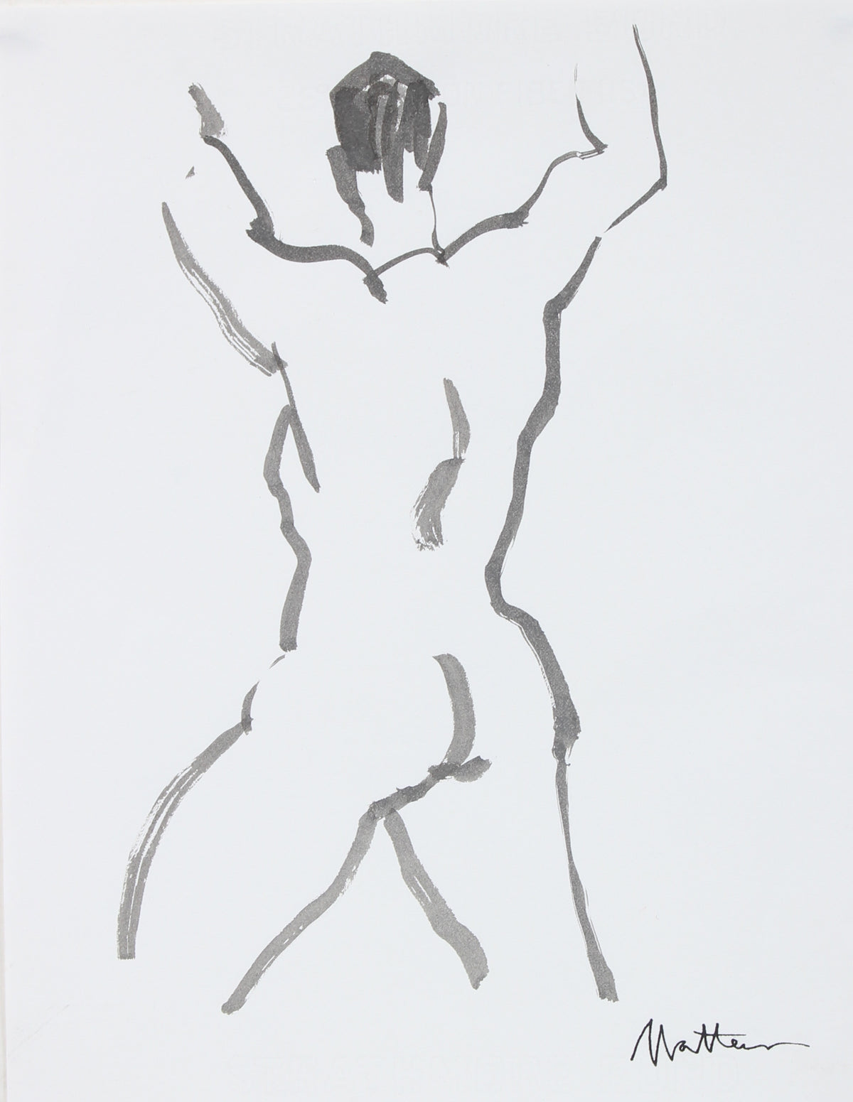 Minimalist Nude Study&lt;br&gt;20th Century Ink Wash &lt;br&gt;&lt;br&gt;#93722